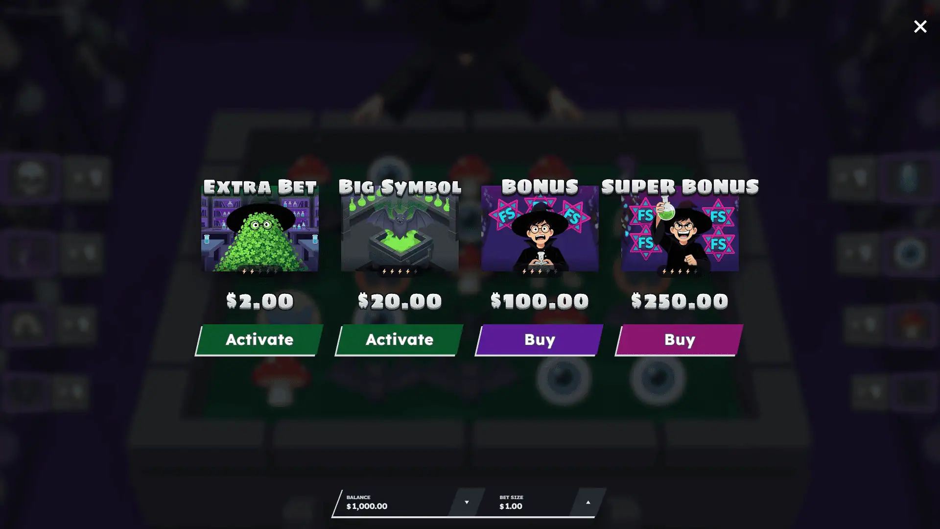 Jack and pot bonus buy menu