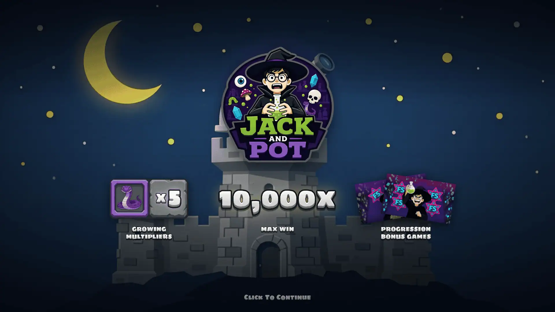 Jack and pot slot intro screen