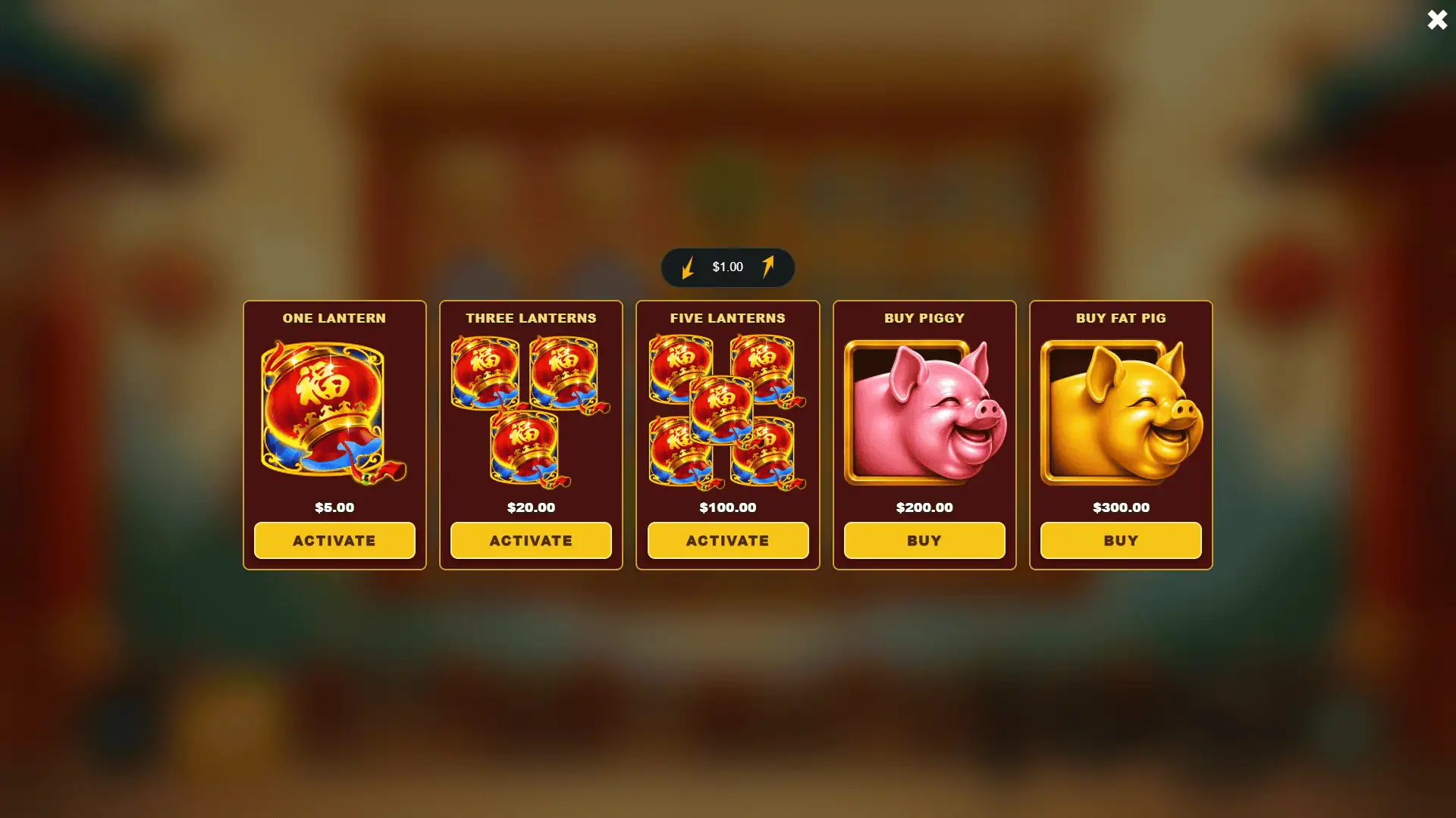 Fat Fortune bonus buy menu