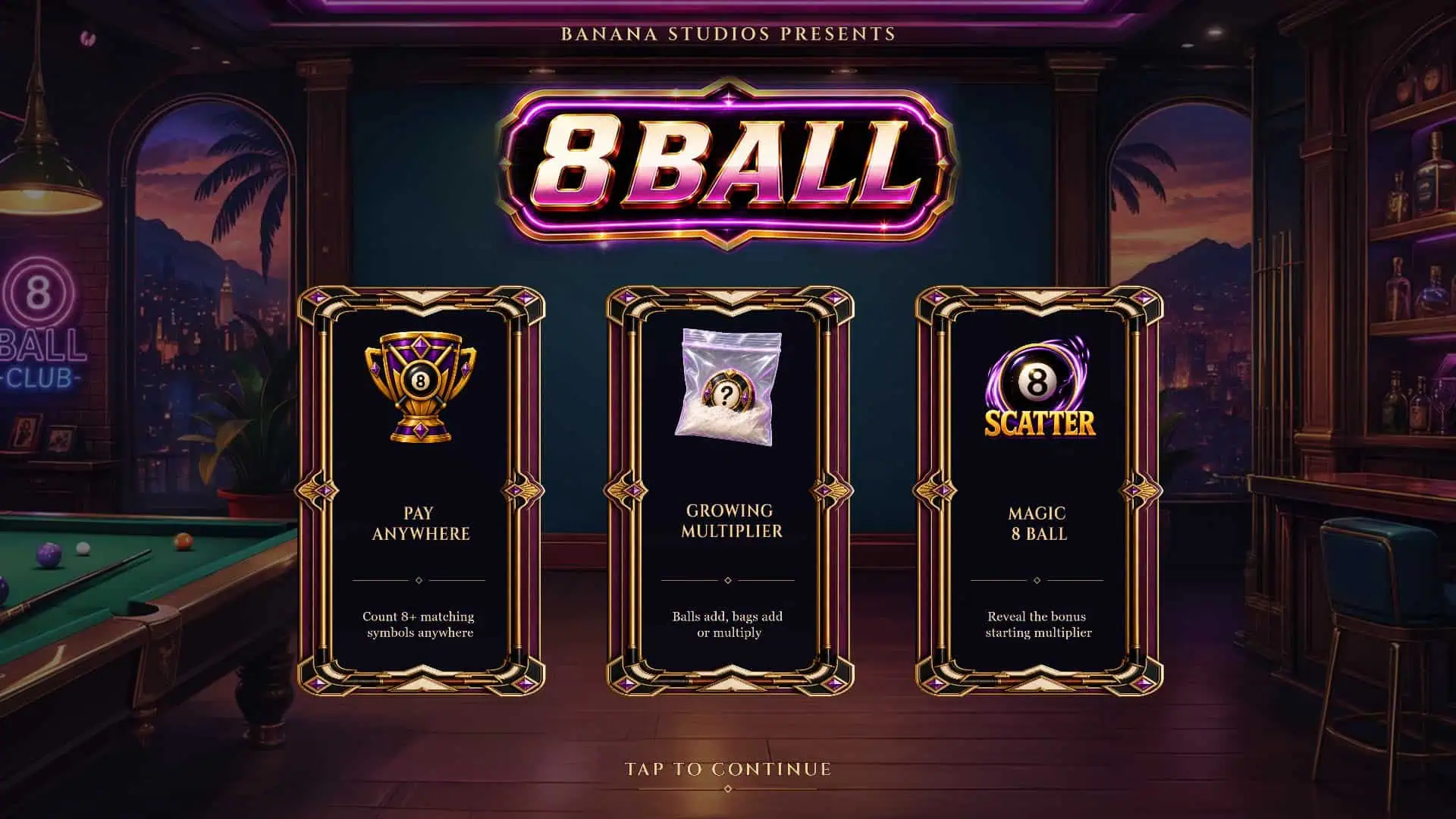8 Ball slot intro screen