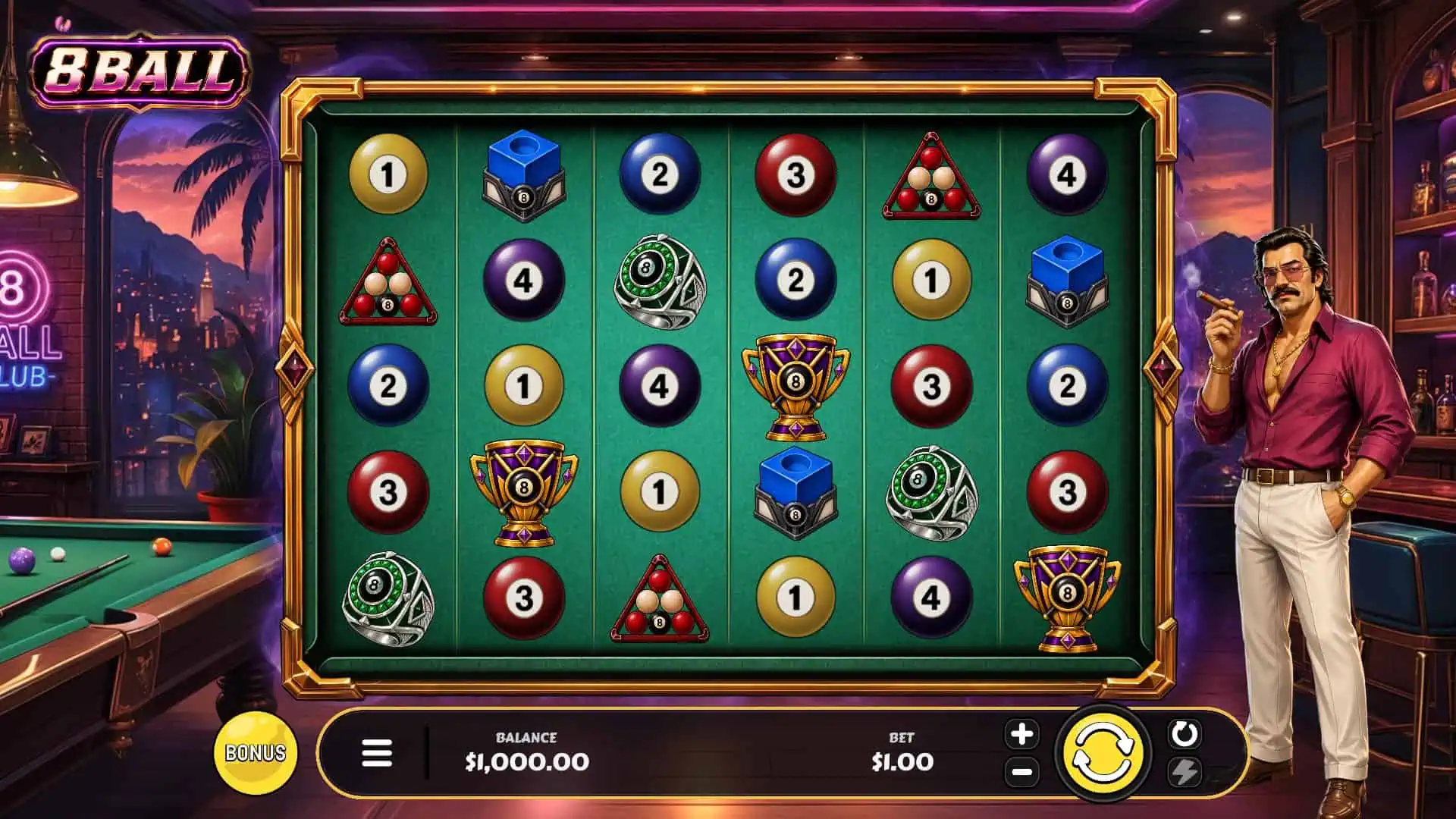 8 Ball slot gameplay reels
