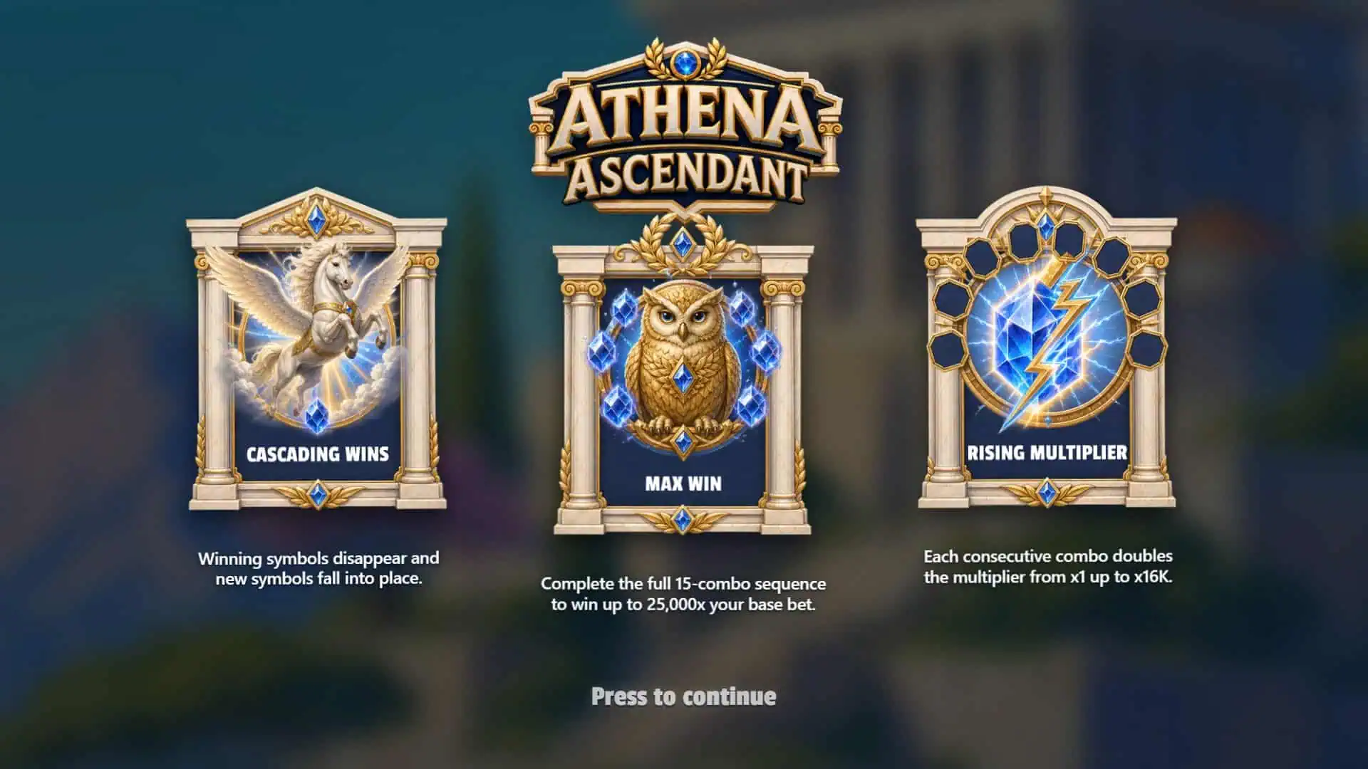 Athena Ascendant slot intro screen
