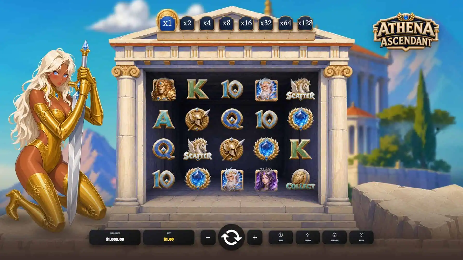 Athena Ascendant slot gameplay reels