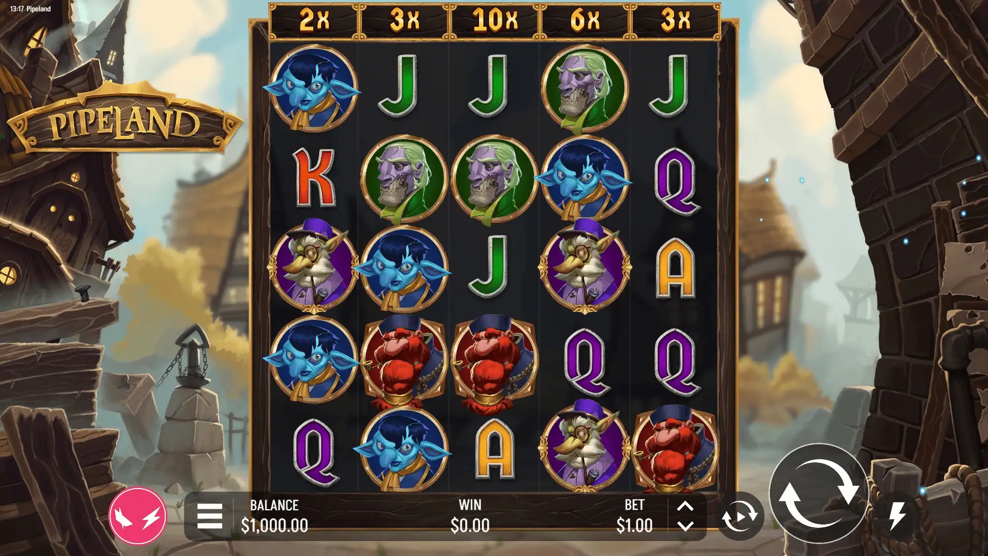 The Pipeland slot gameplay reels