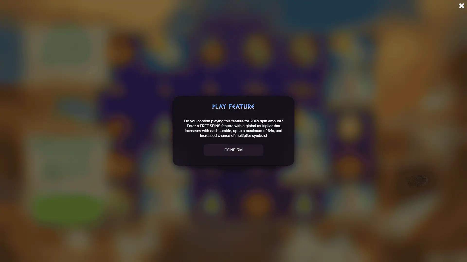 Gods of Riches bonus buy menu