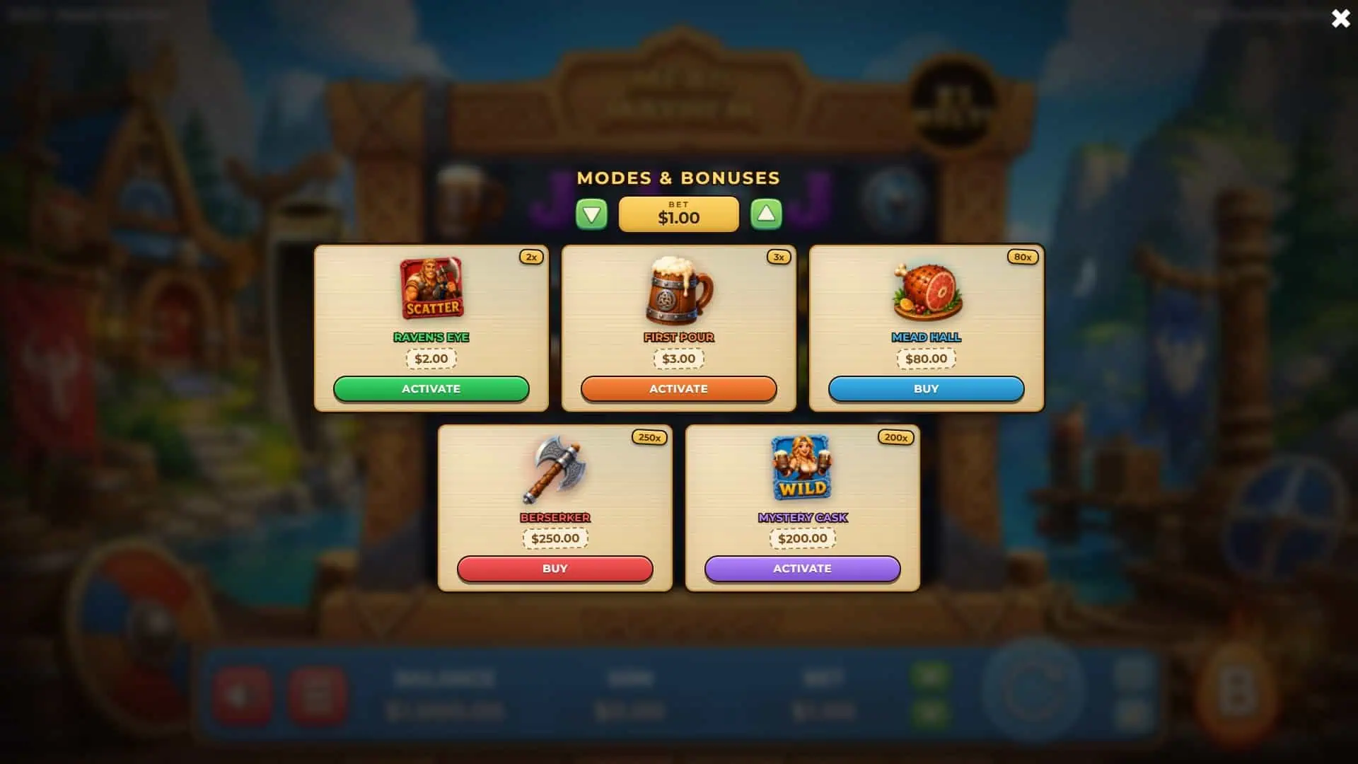 Mead Mayhem bonus buy menu