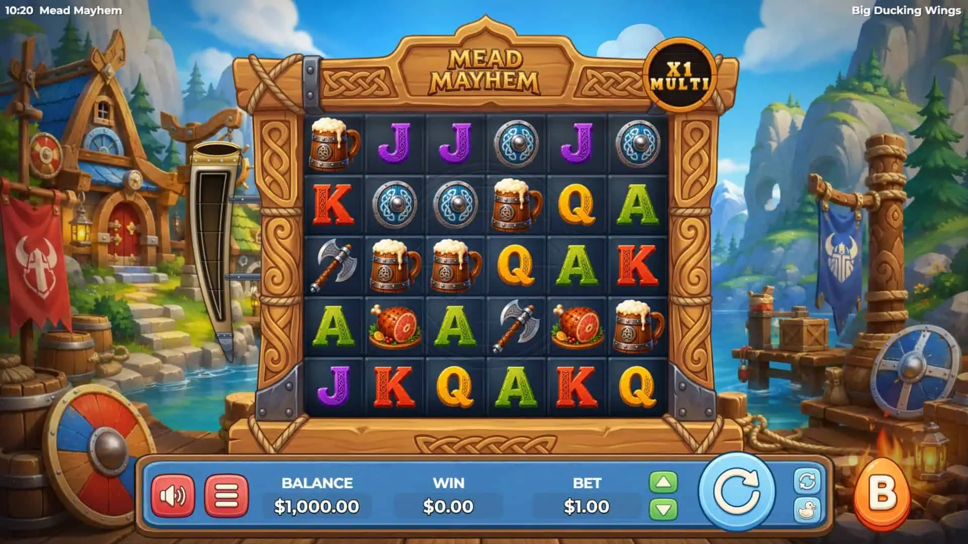 Mead Mayhem slot gameplay reels