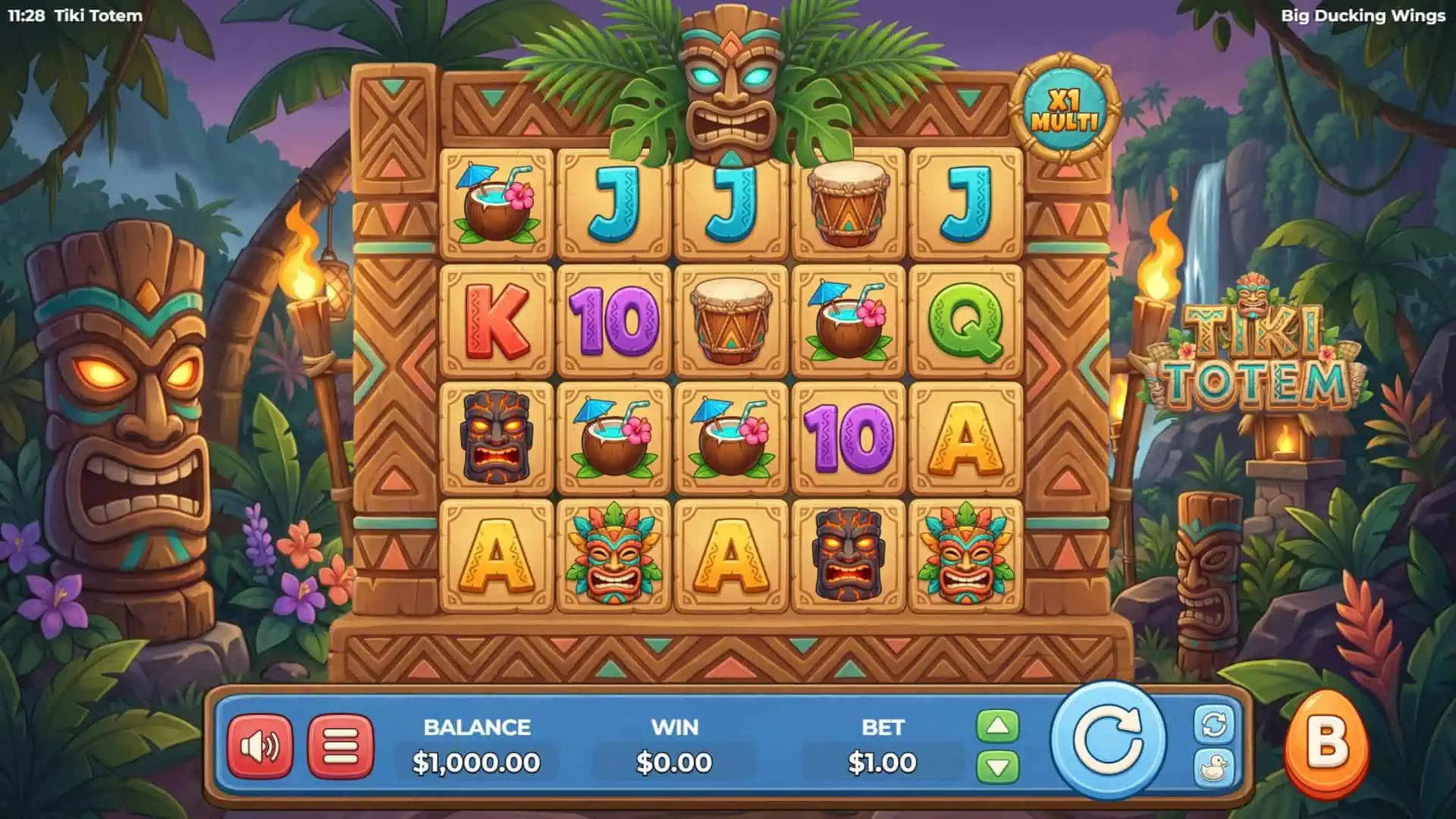 Tiki Totem slot gameplay reels