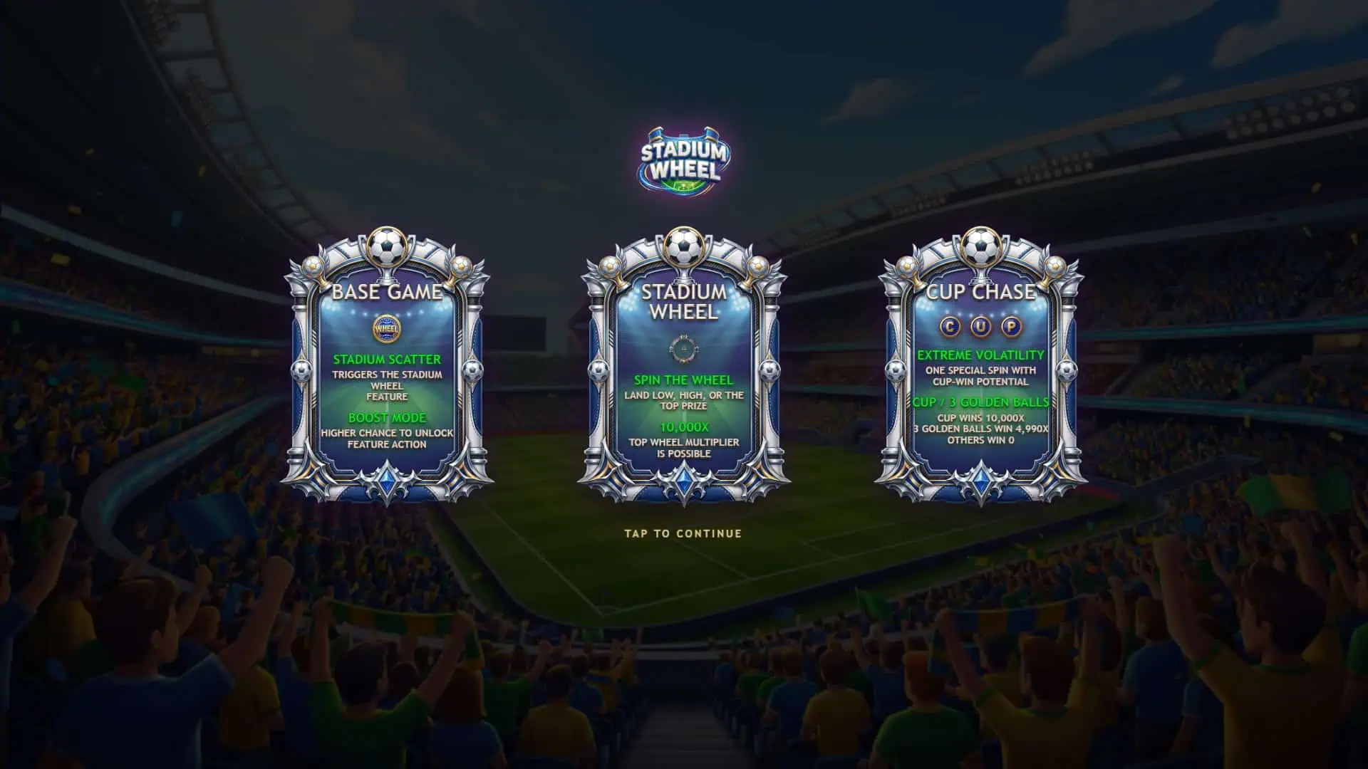 Stadium Wheel slot intro screen