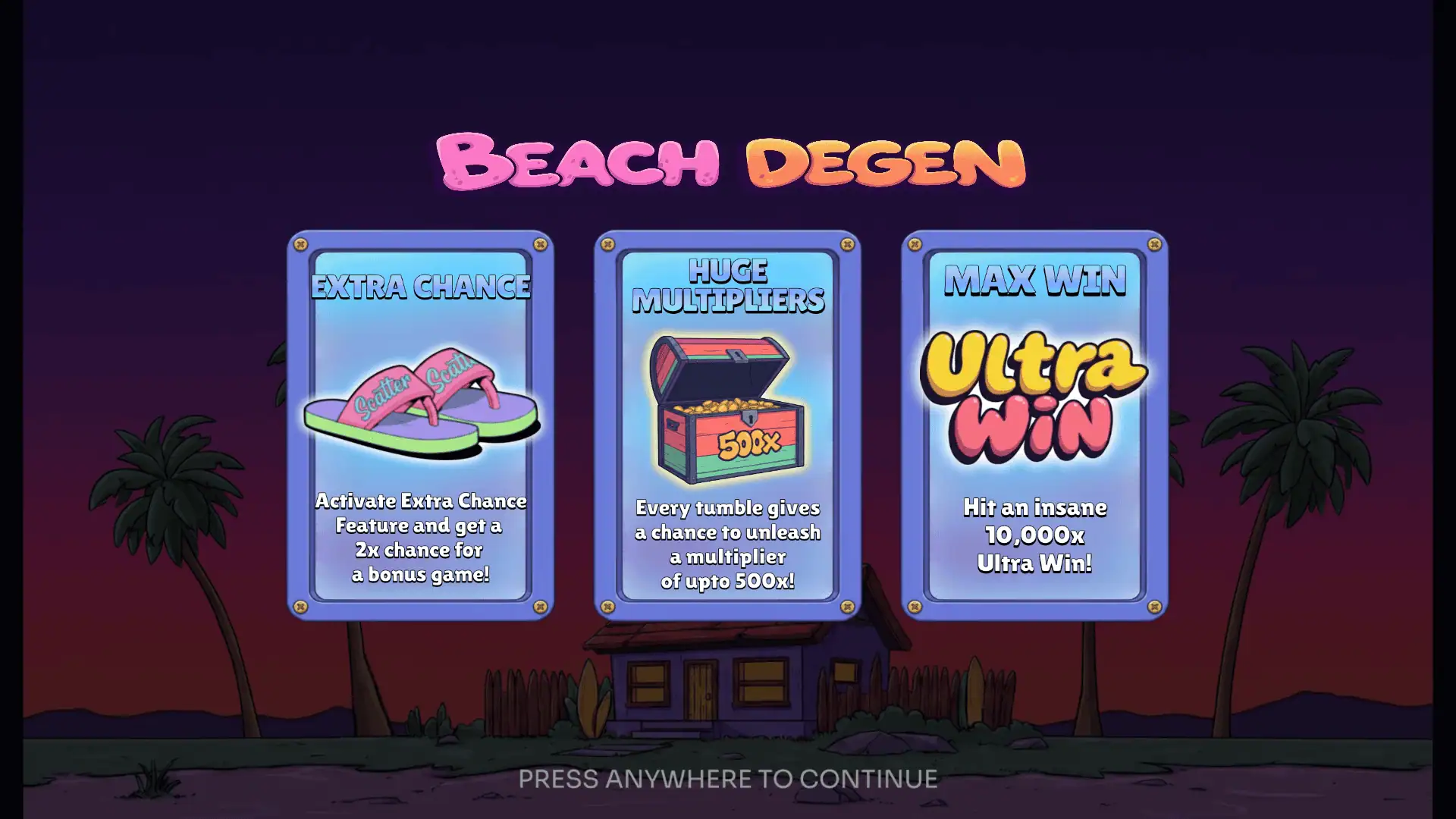 Beach Degen slot intro screen