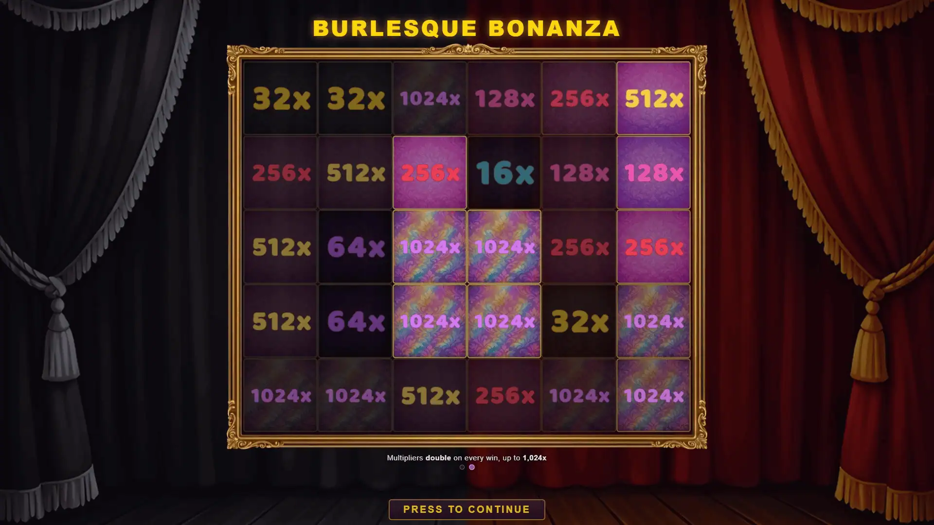 Burlesque Bonanza slot intro screen
