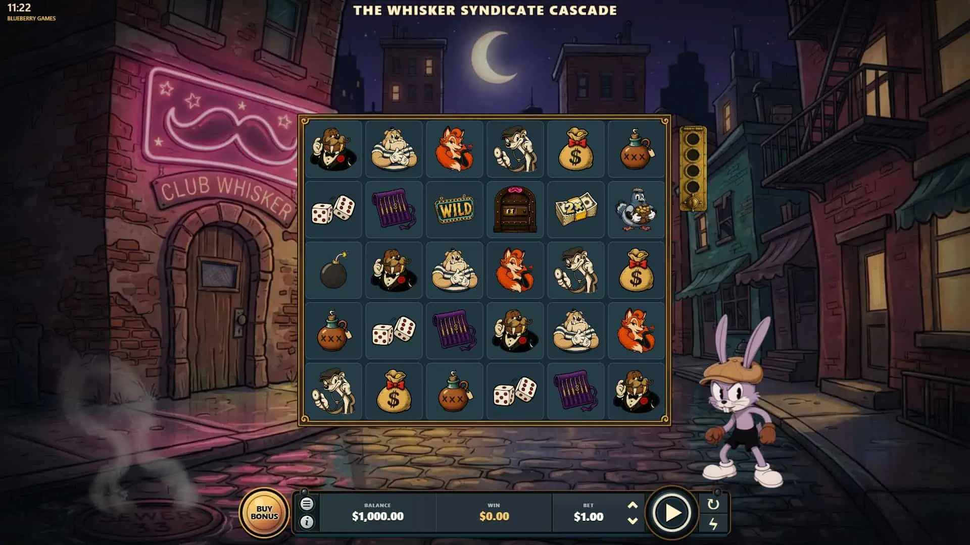 Whisker Syndicate Cascade slot gameplay reels
