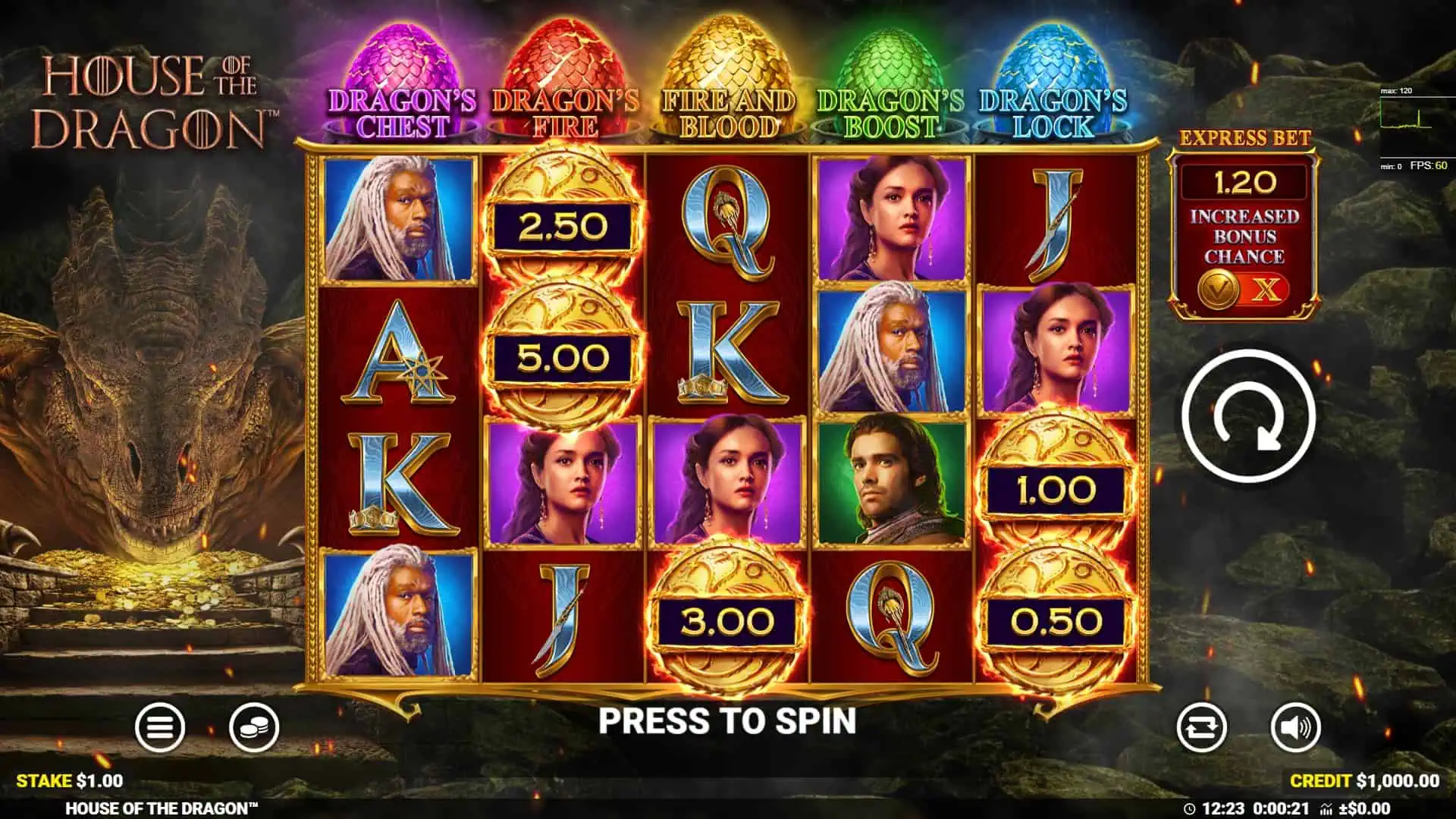 House of the Dragon slot gameplay reels