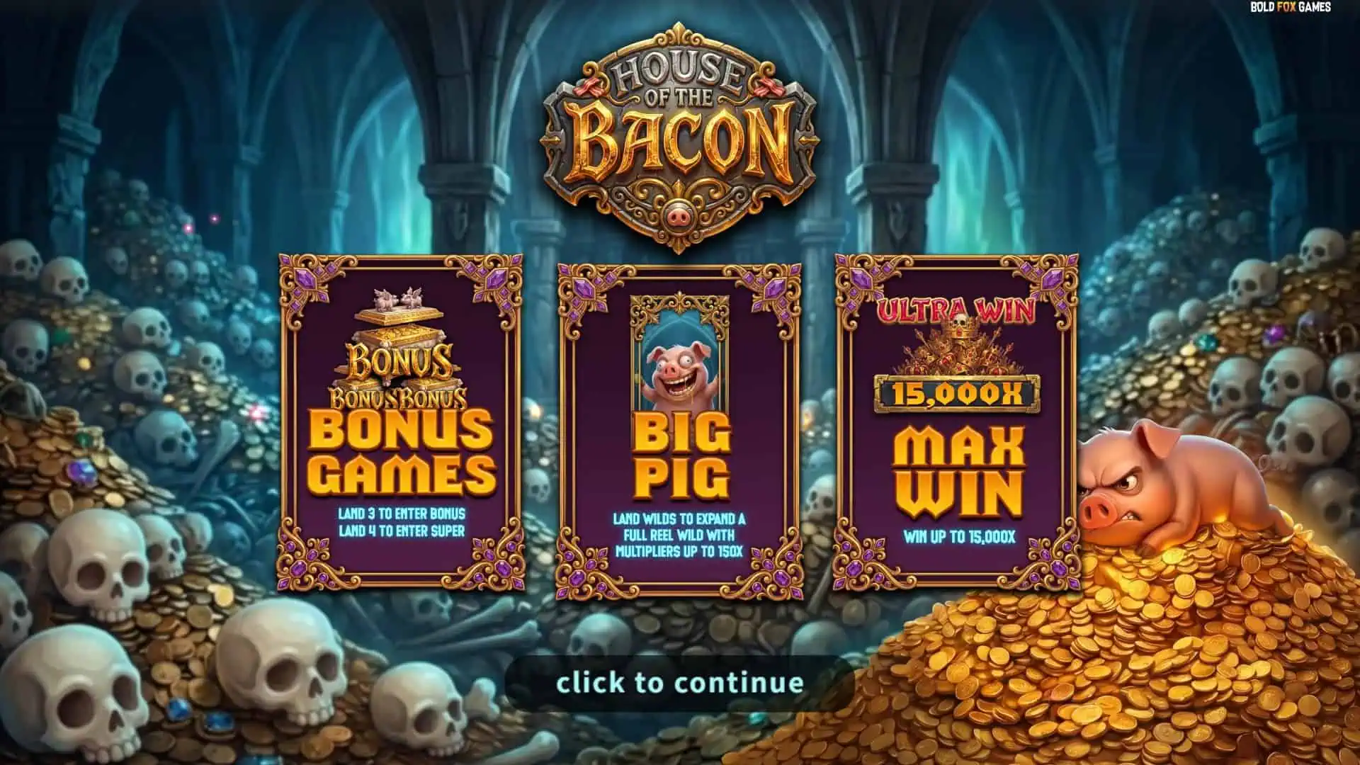 House of the Bacon slot intro screen