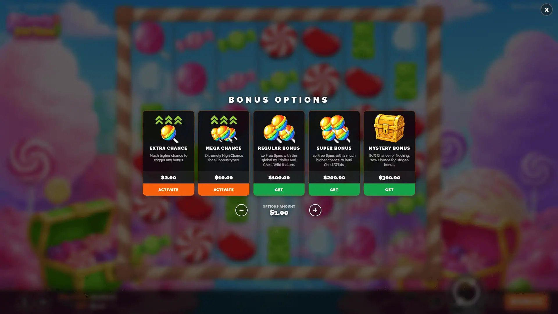 Candy Fortune bonus buy menu