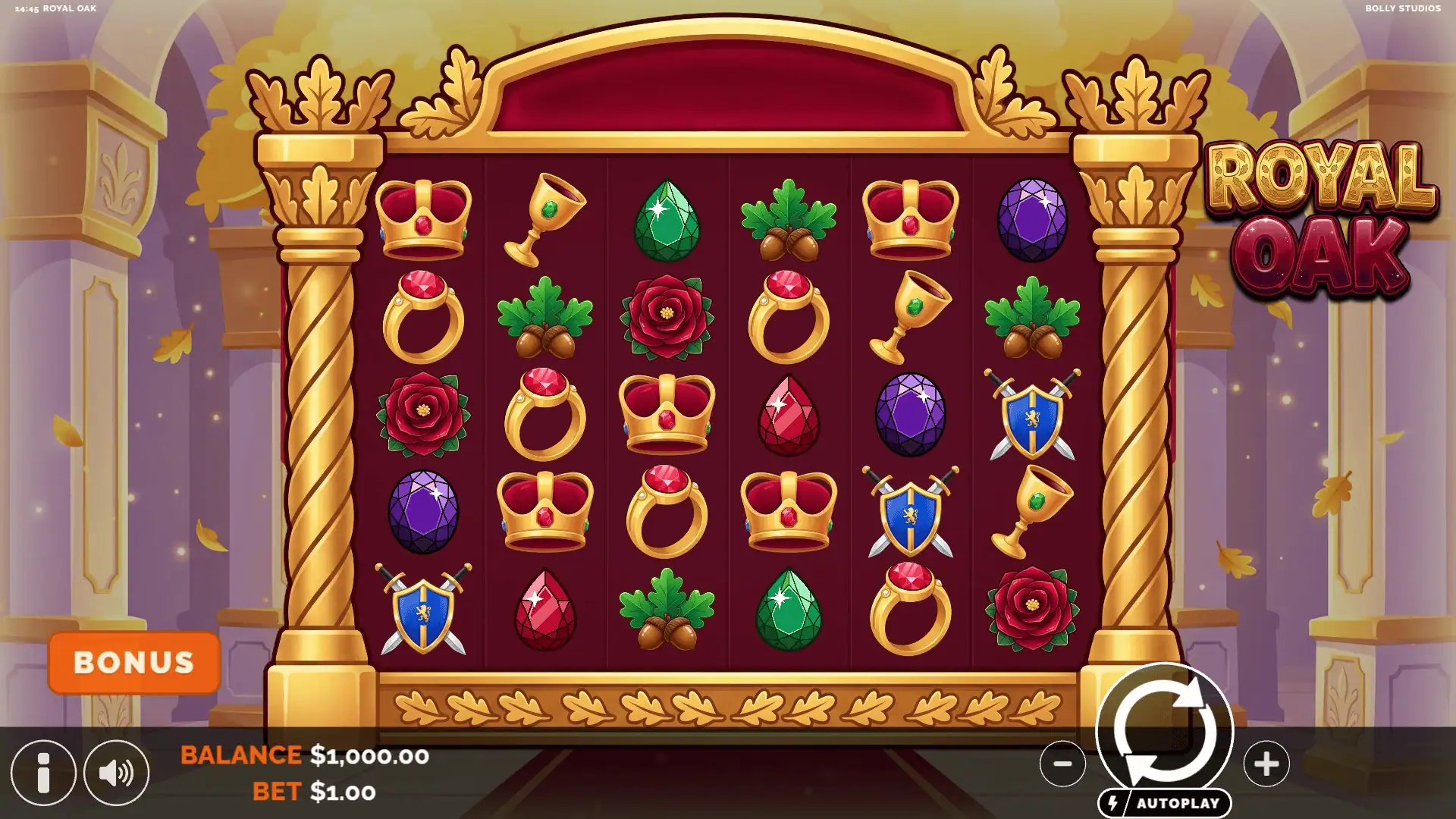 Royal Oak slot intro screen