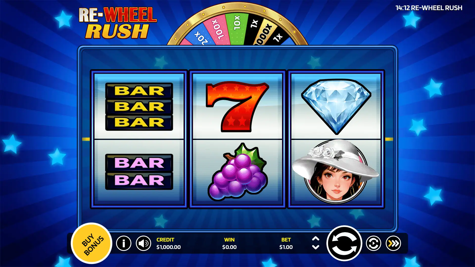 Re-wheel Rush slot gameplay reels