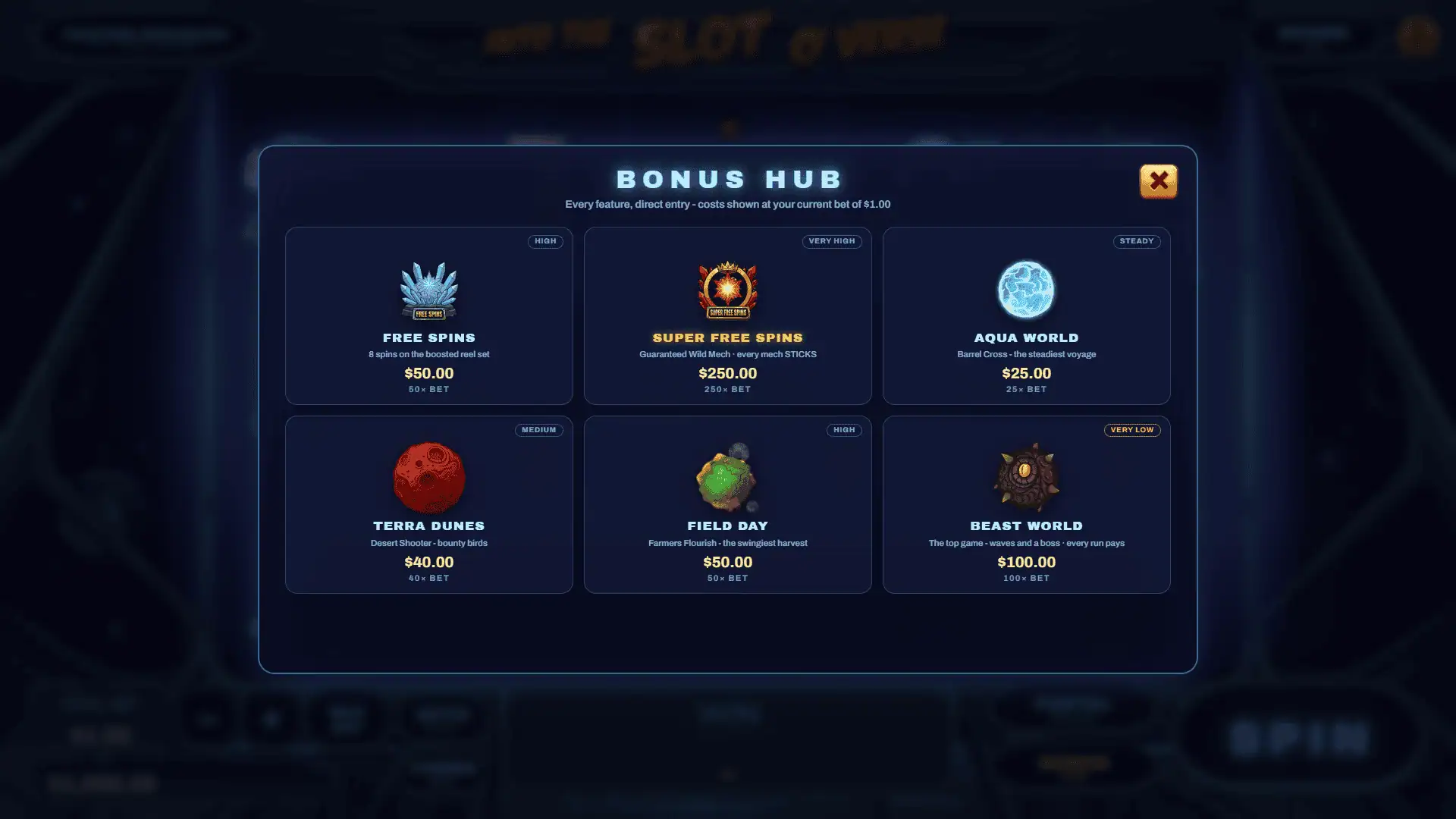 Into The bonus buy menu
