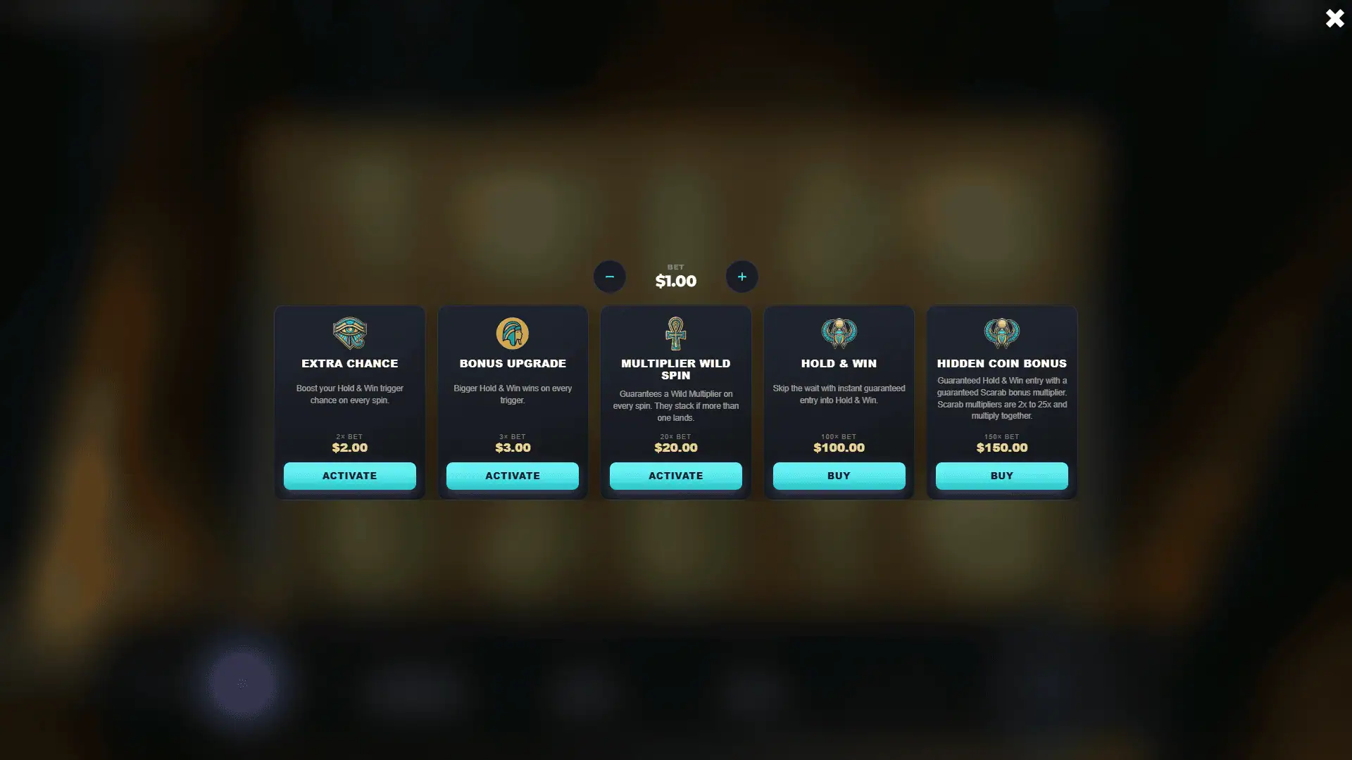 Sands Of Horus bonus buy menu