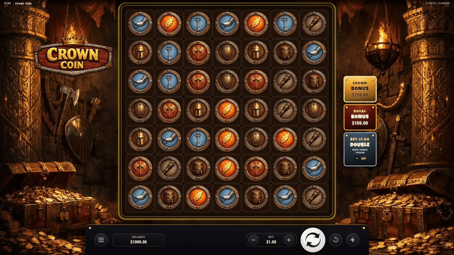 Crown Coin slot gameplay reels