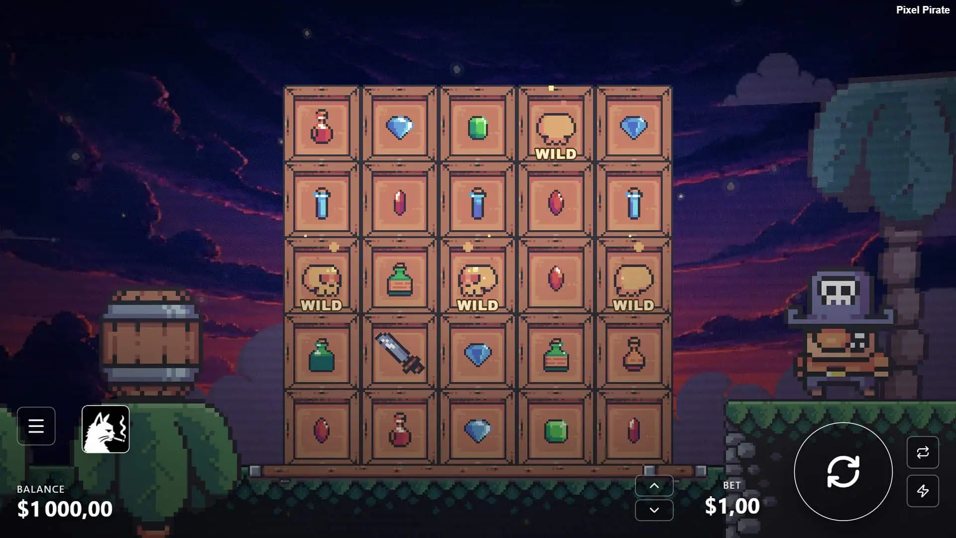 Pixel Pirate slot gameplay reels