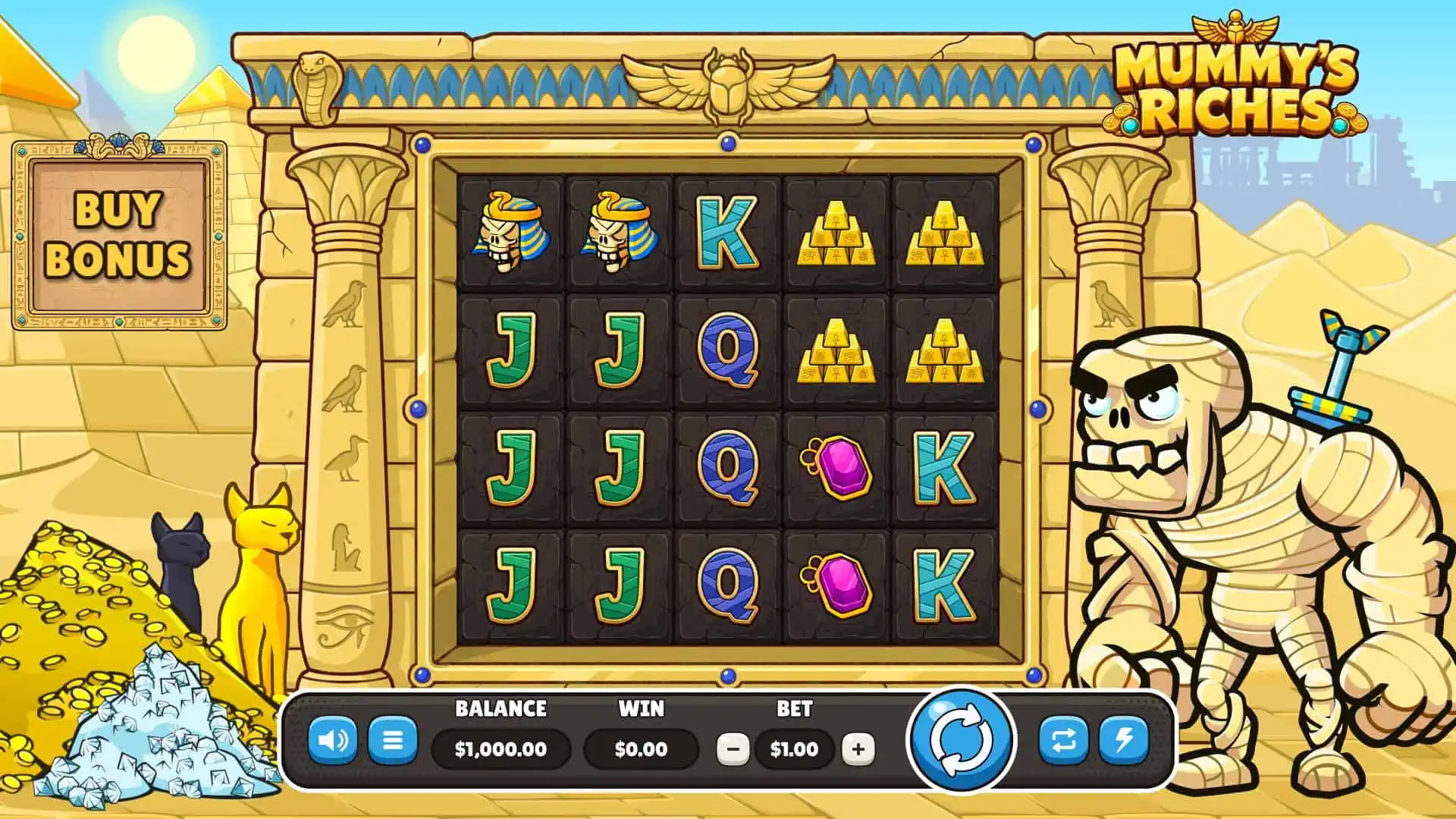 Mummys Riches slot gameplay reels