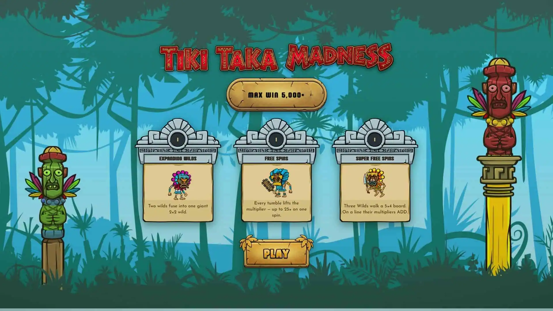 Tiki Taka Madness slot intro screen