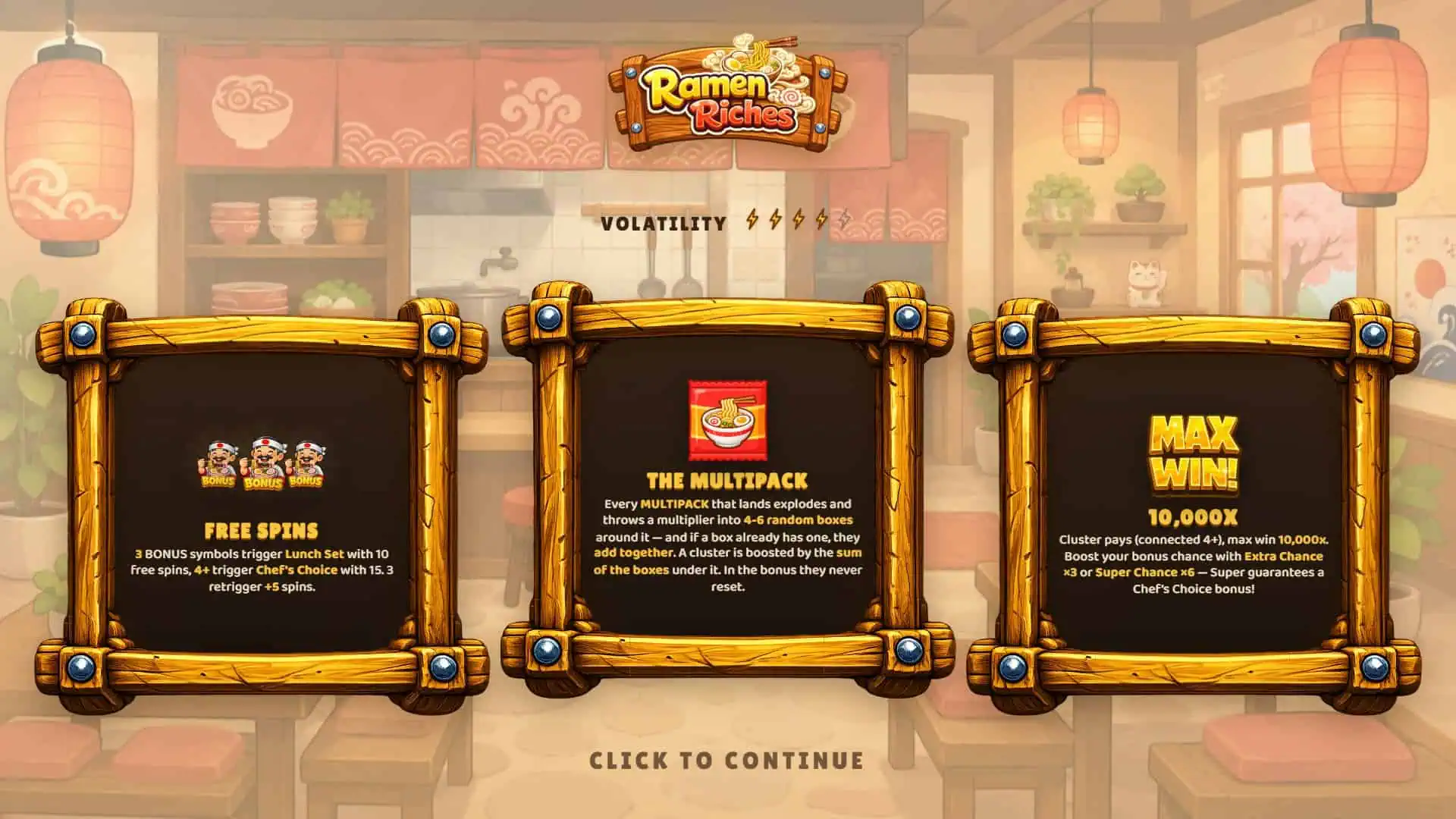 Ramen Riches slot intro screen