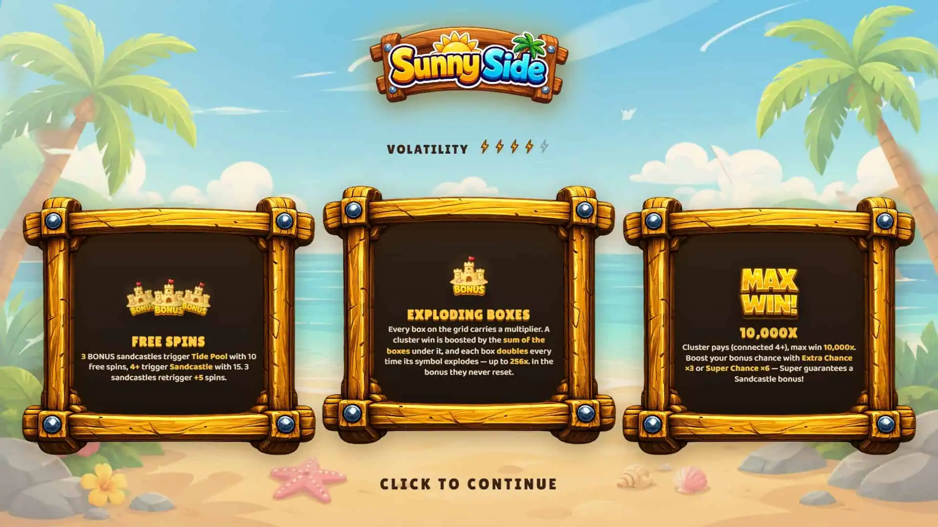 Sunny Side slot intro screen