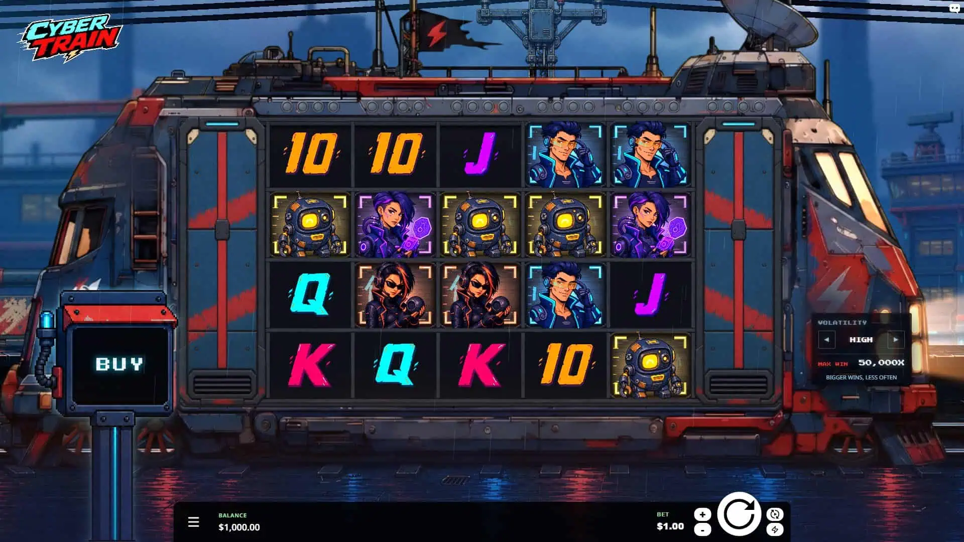 Cyber Train slot gameplay reels