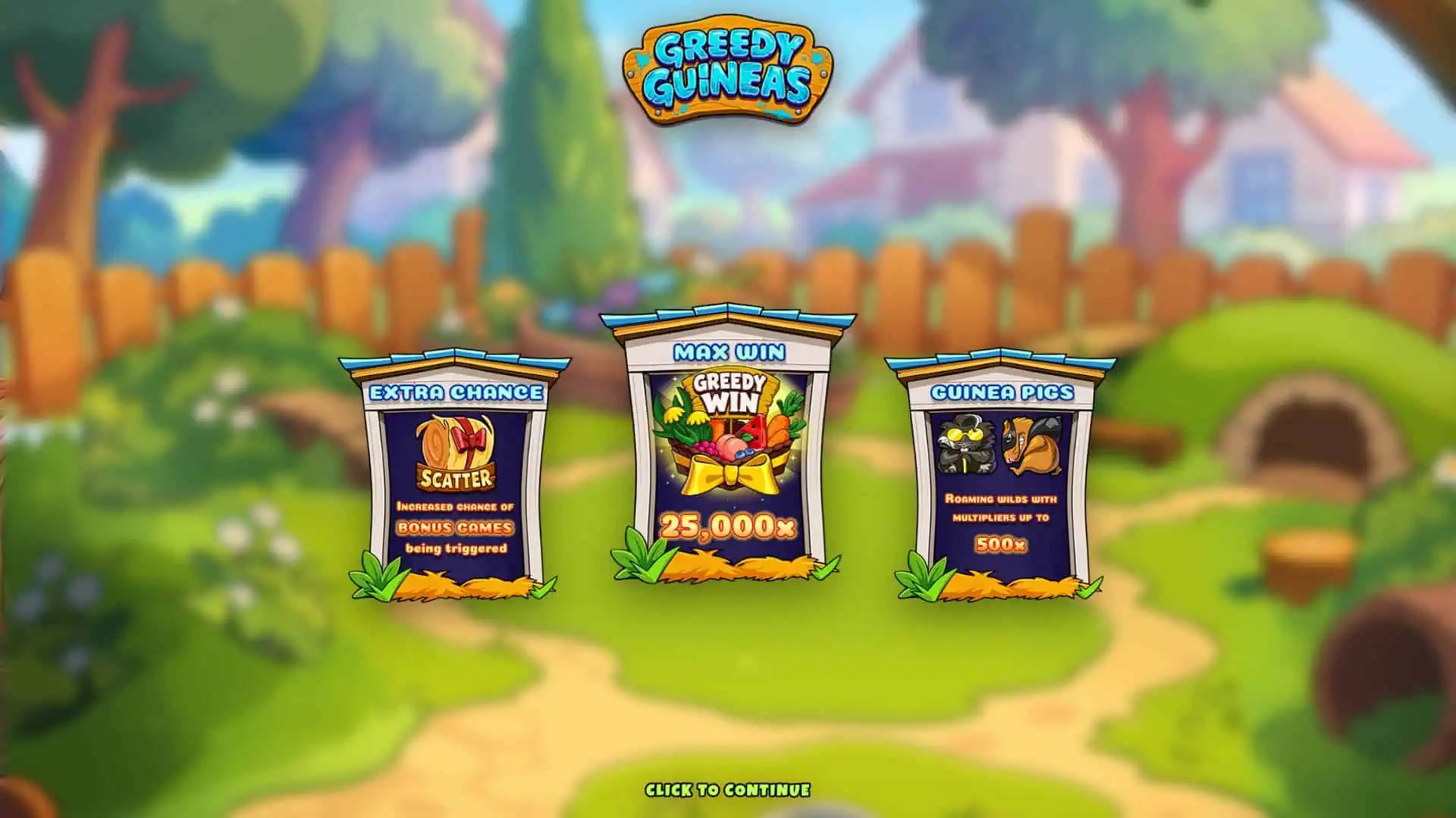Greedy Guineas slot intro screen