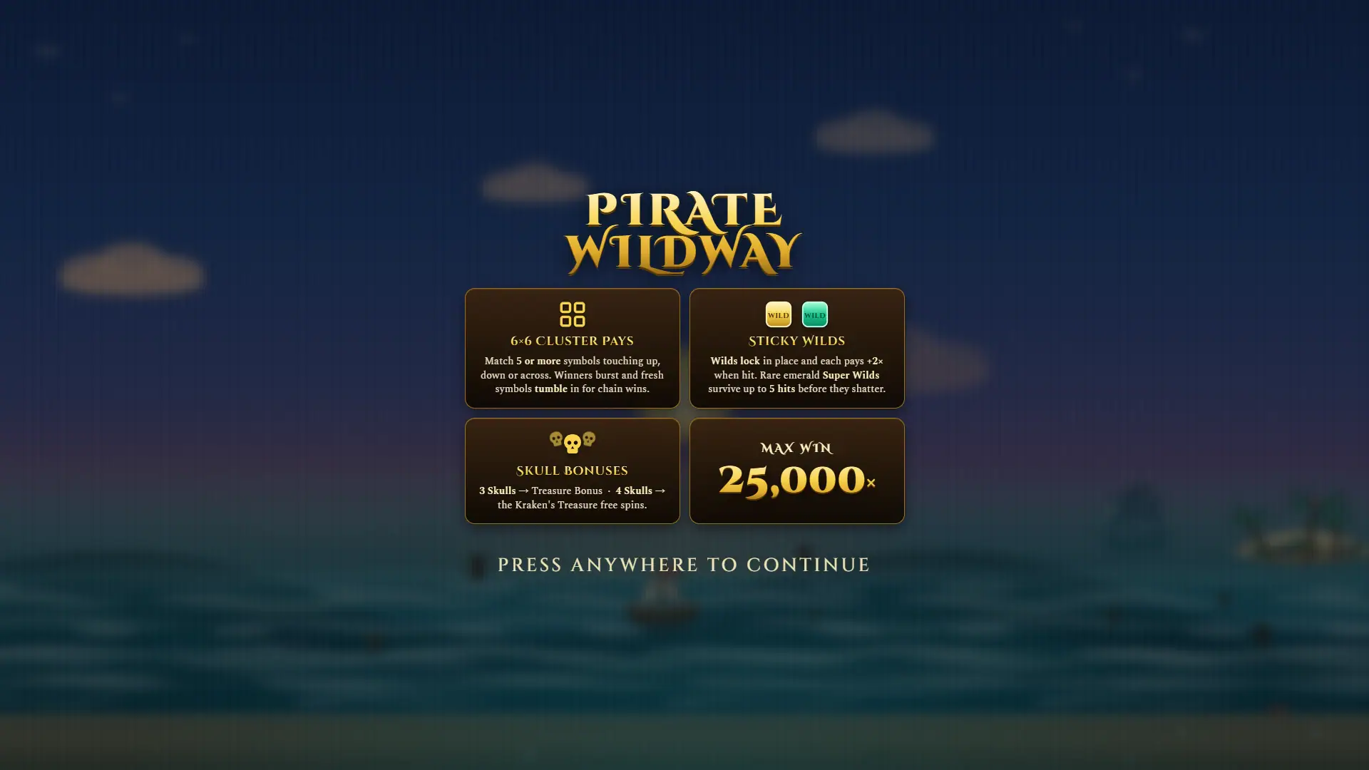 Pirate Wildway slot intro screen