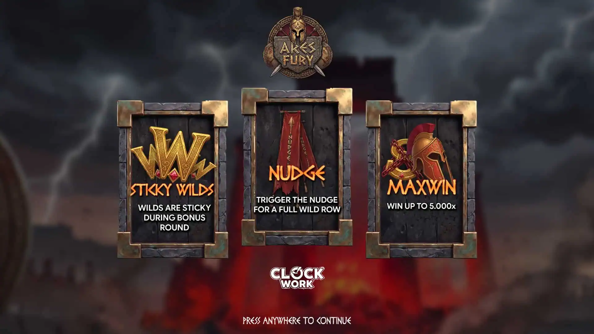 Ares Fury slot intro screen