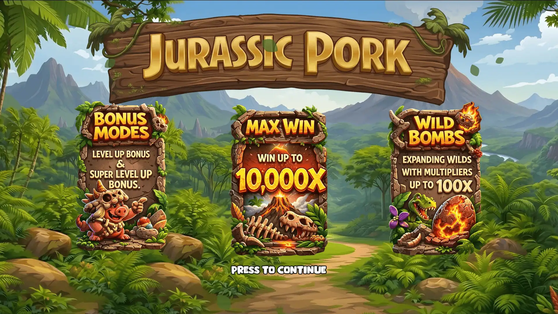 Jurassic Pork slot intro screen