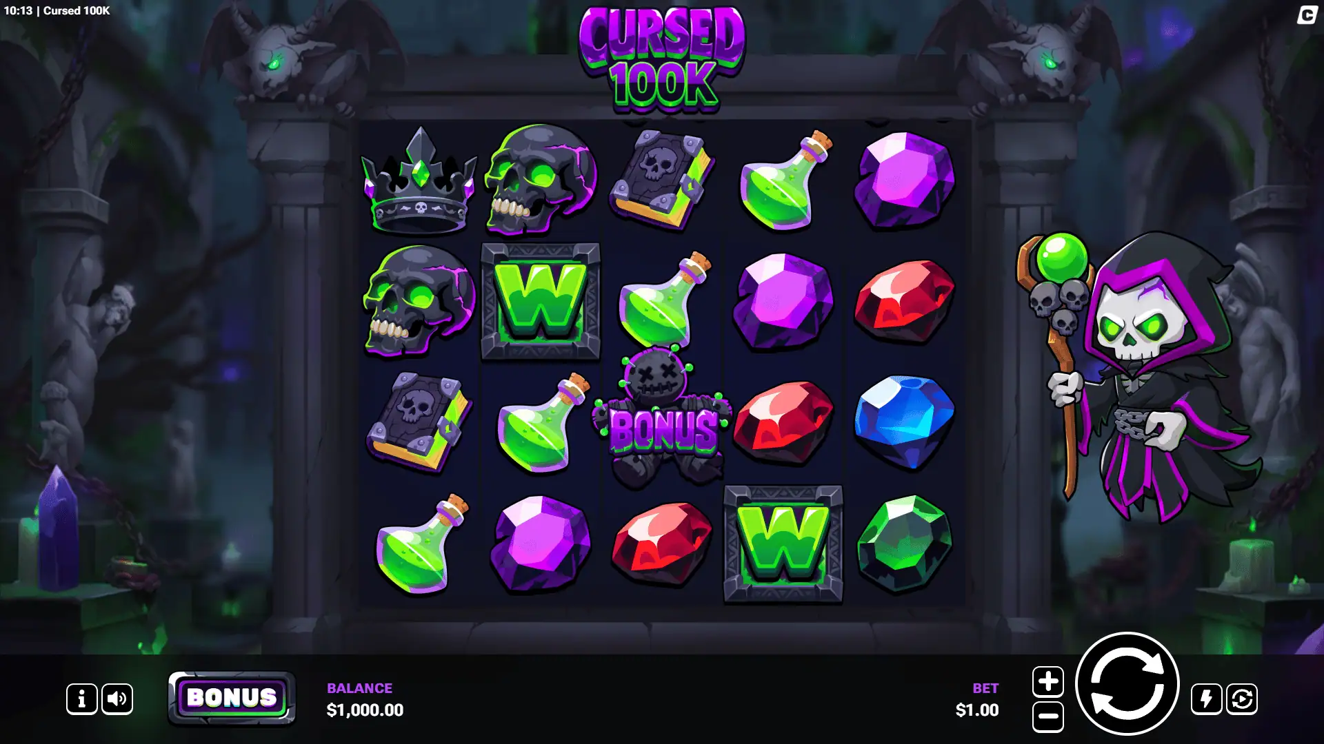 Cursed 100K slot intro screen