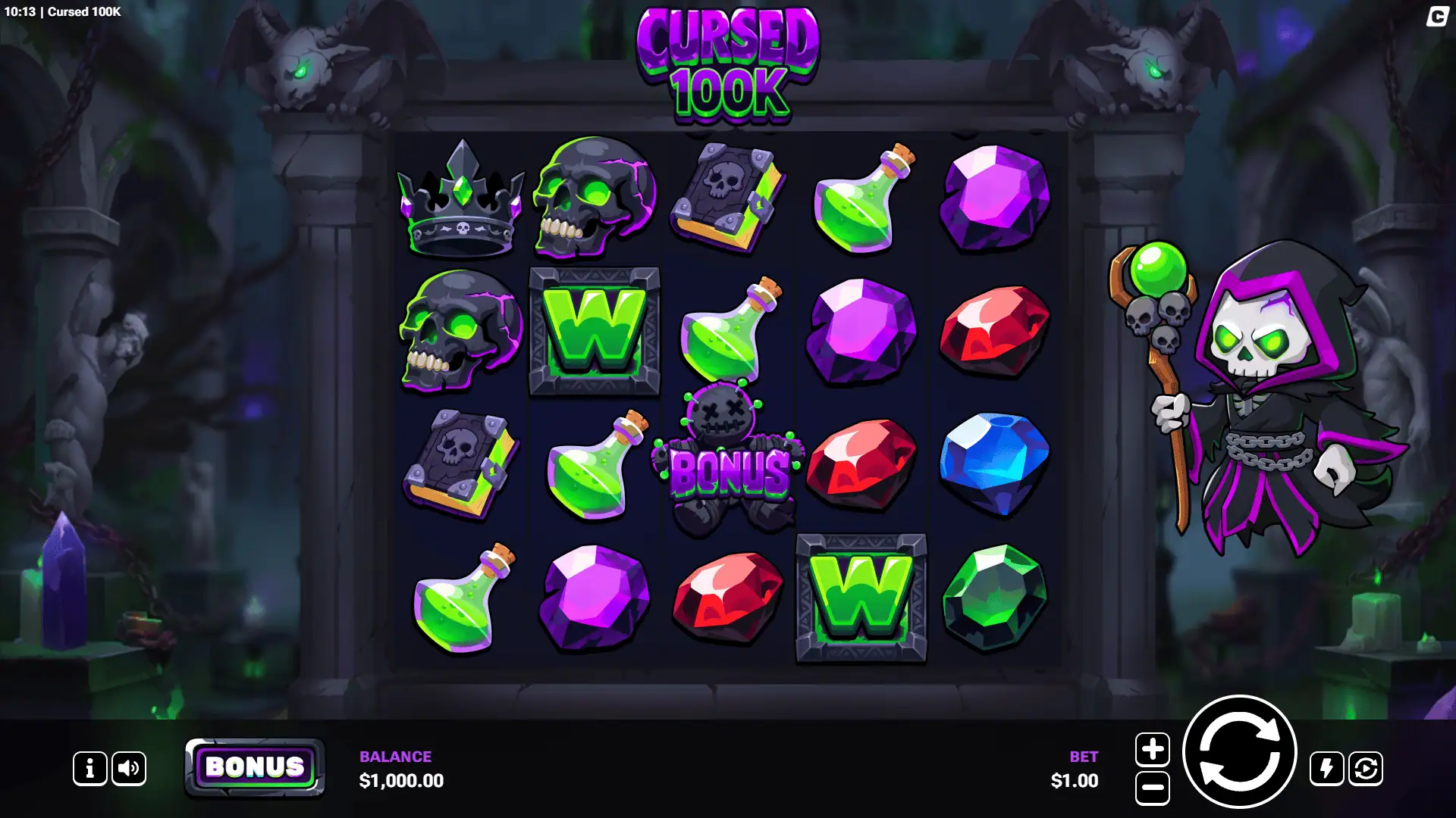 Cursed 100K slot gameplay reels