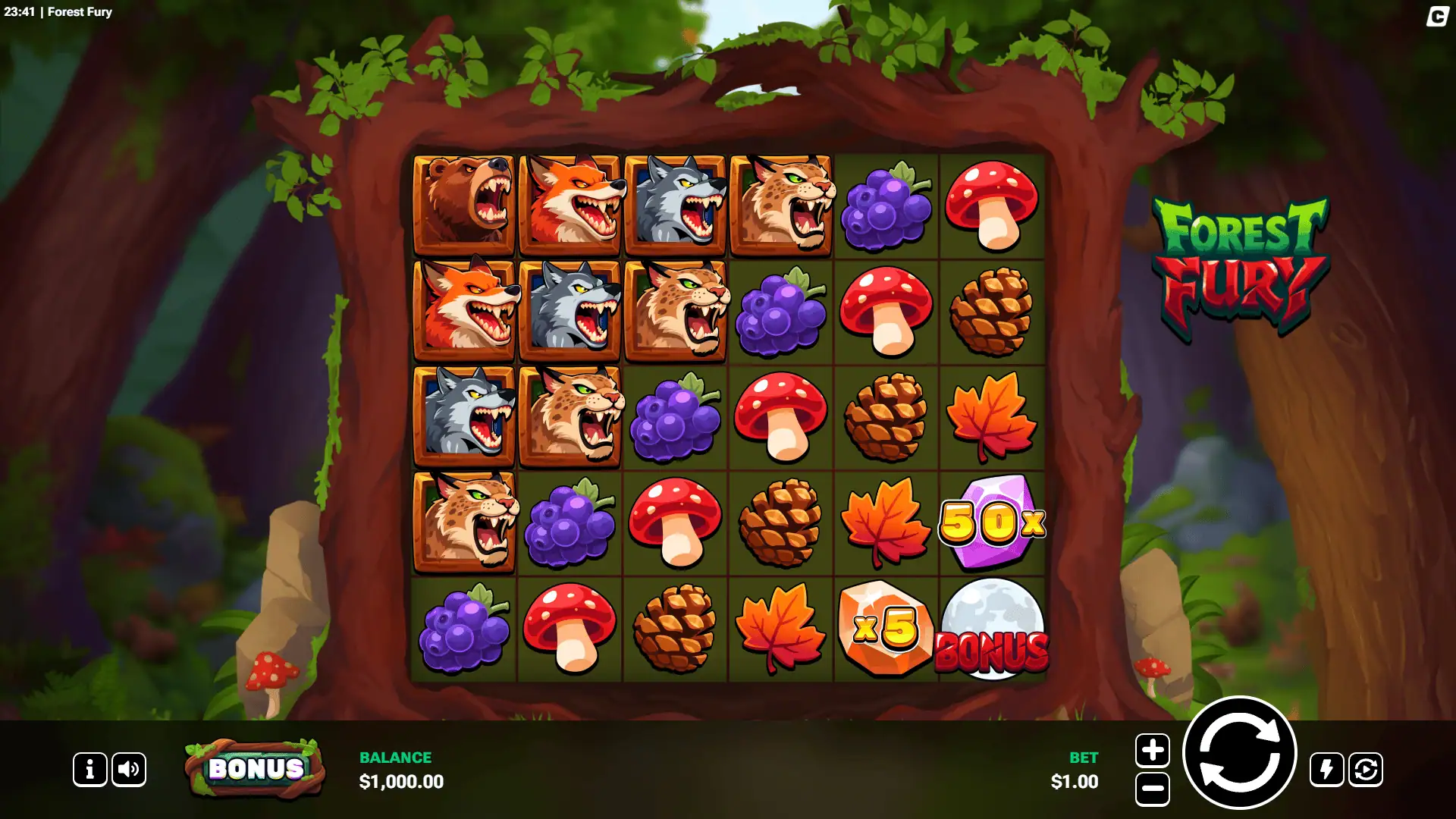 Forest Fury slot intro screen