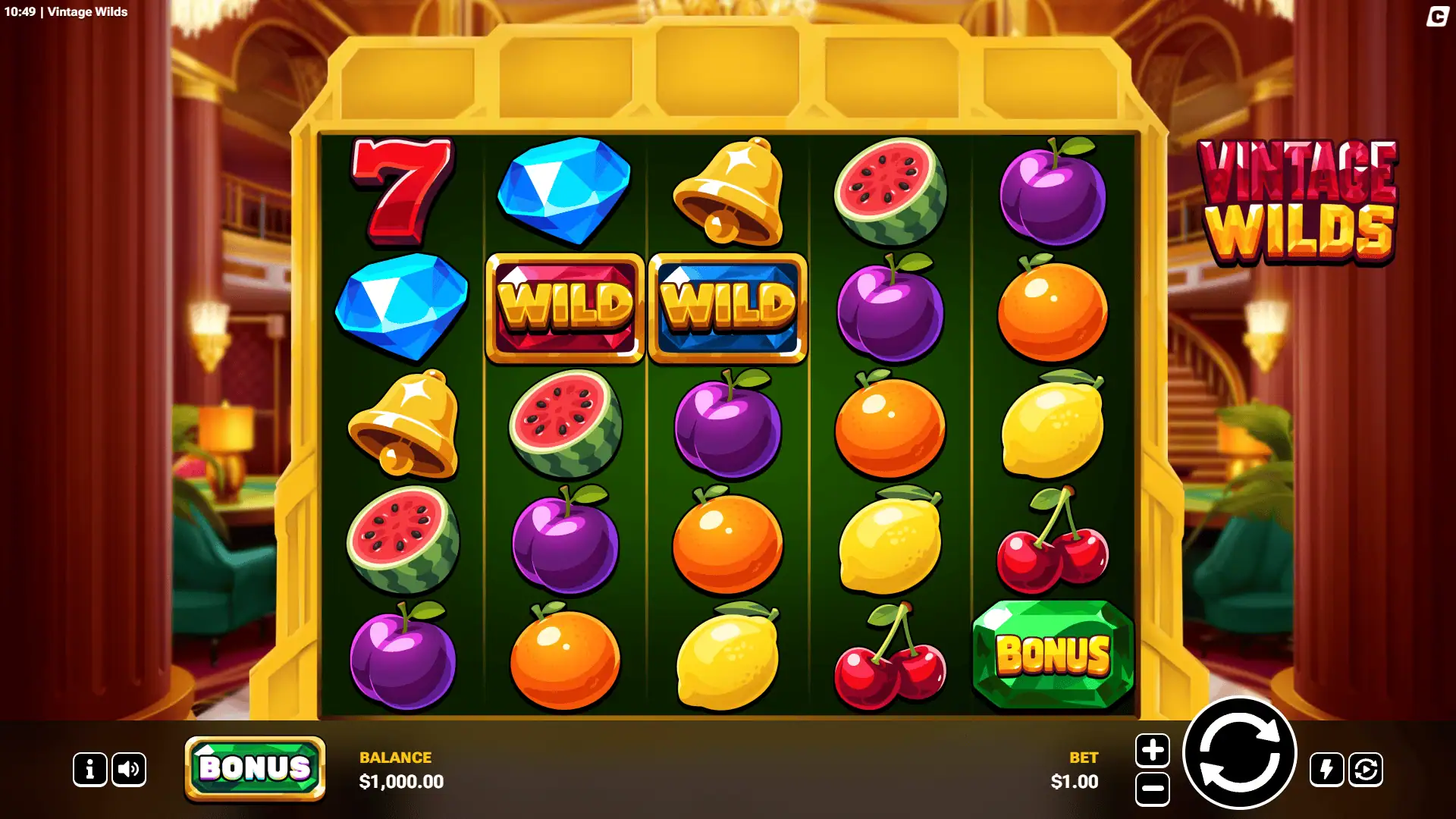 Vintage Wilds slot gameplay reels