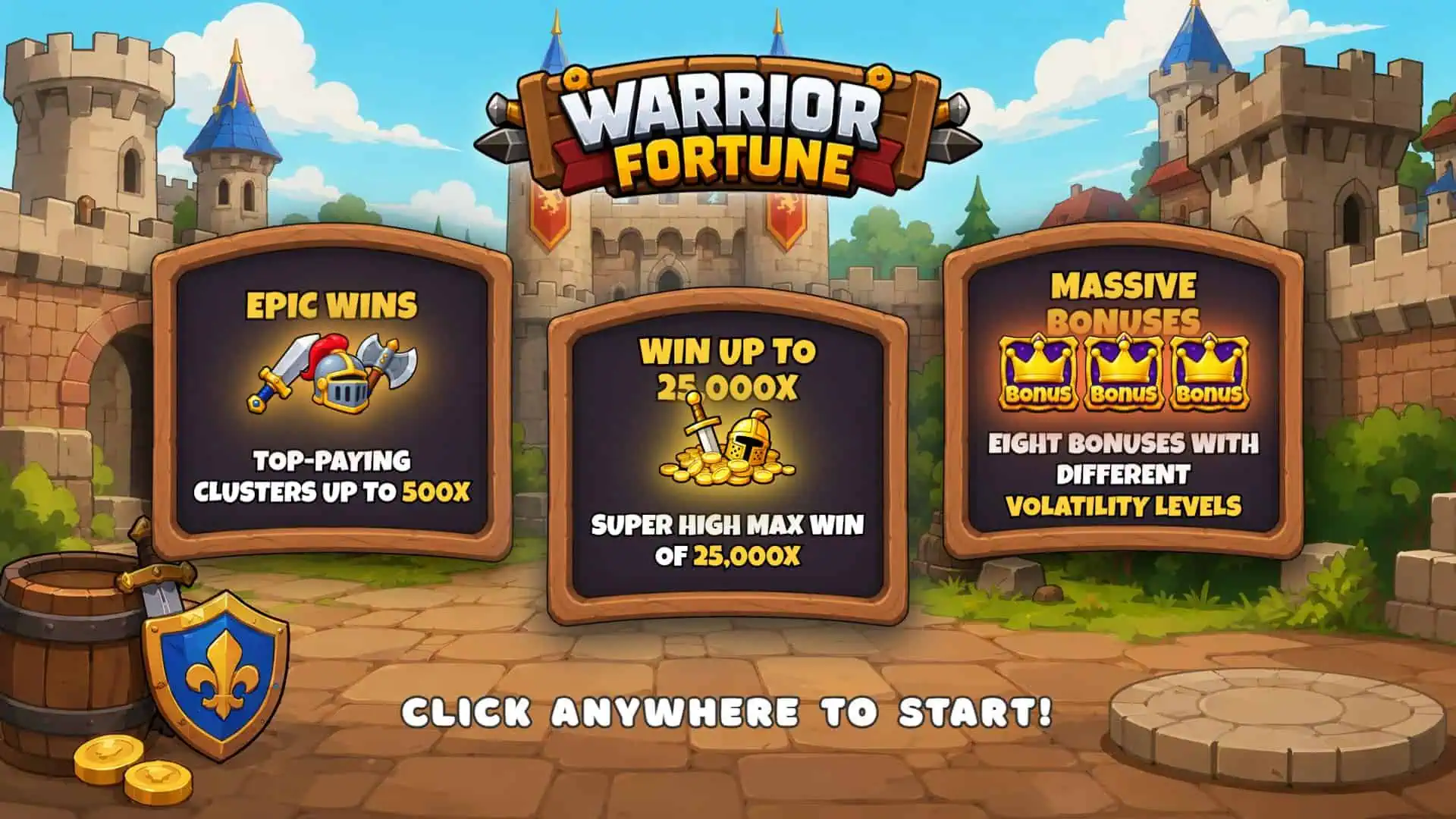 Warrior Fortune slot intro screen