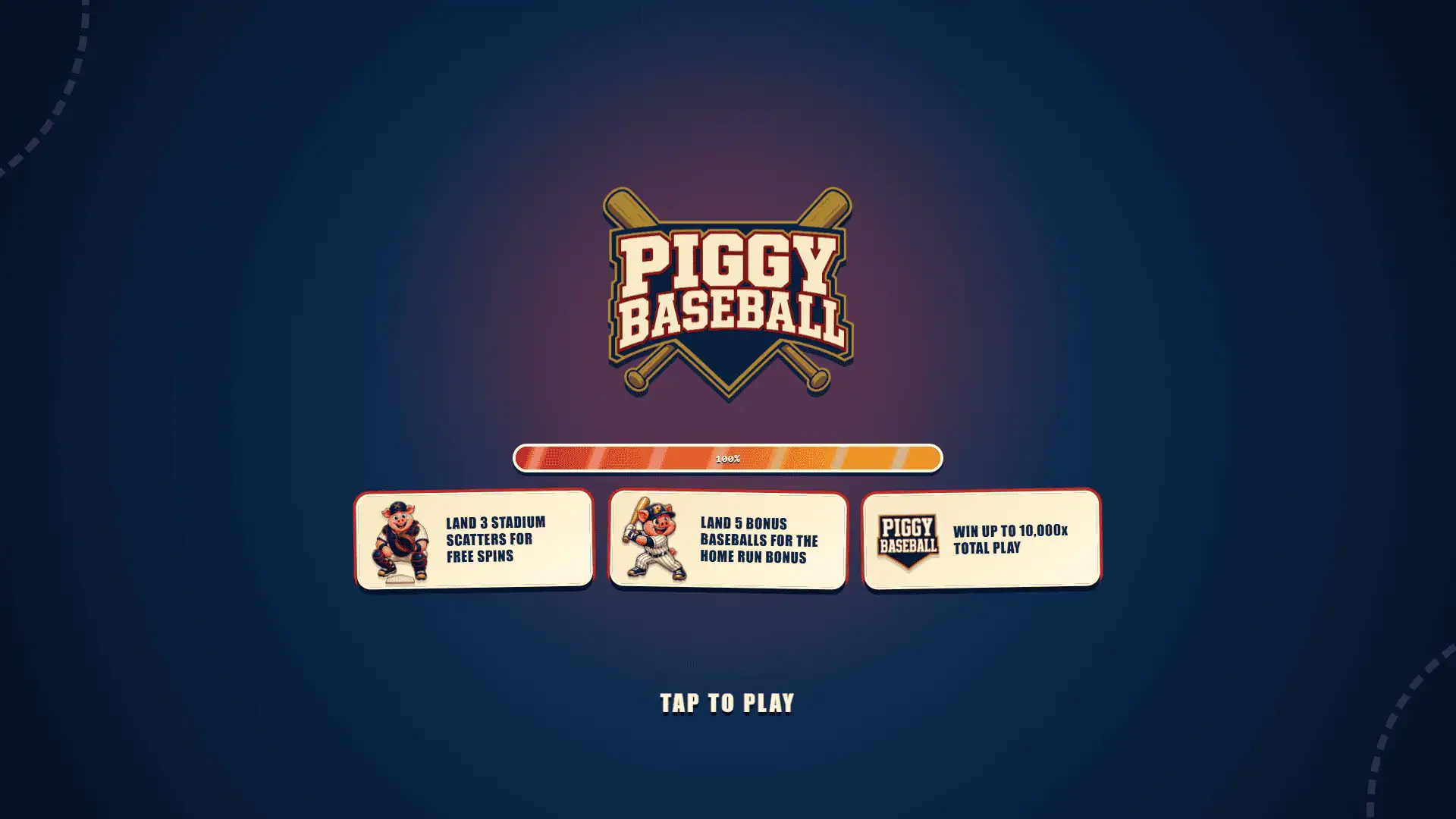 Piggy Baseball slot intro screen