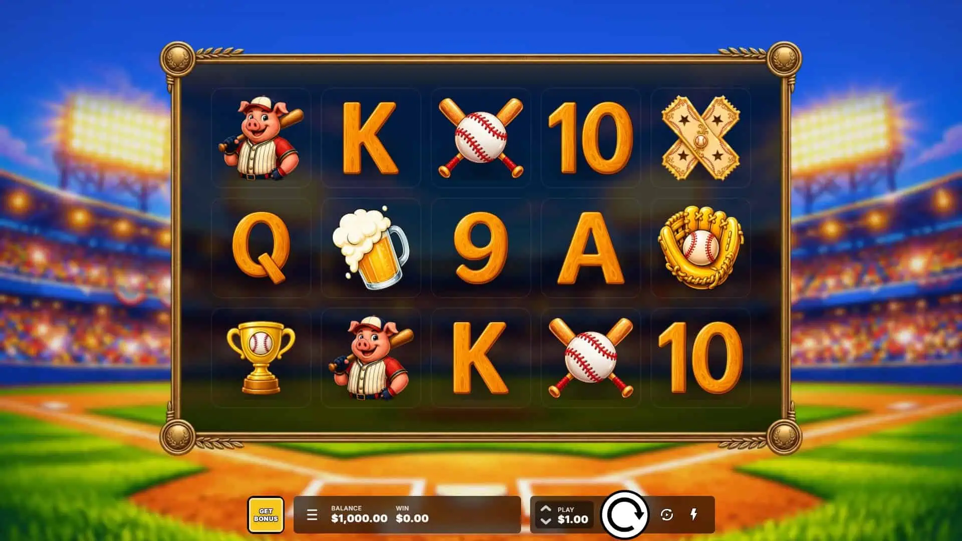 Piggy Baseball slot gameplay reels