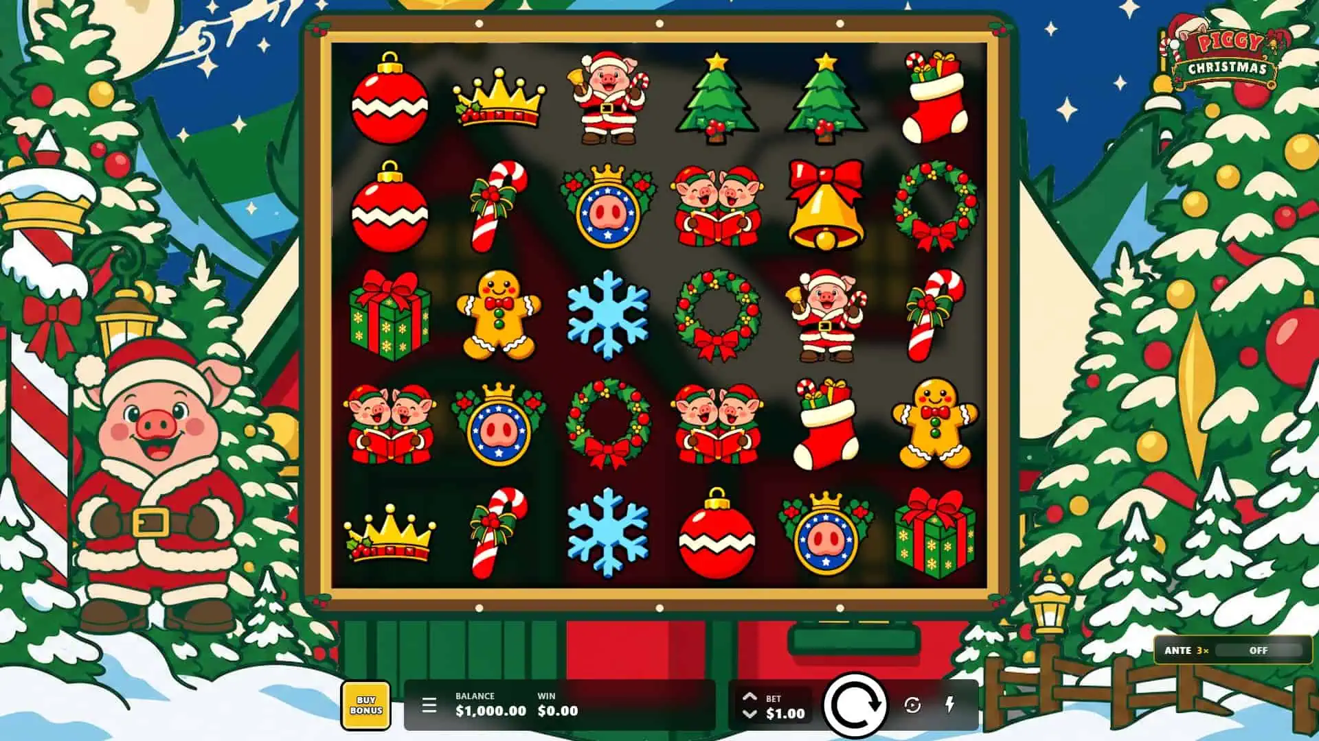 Piggy Christmas slot gameplay reels