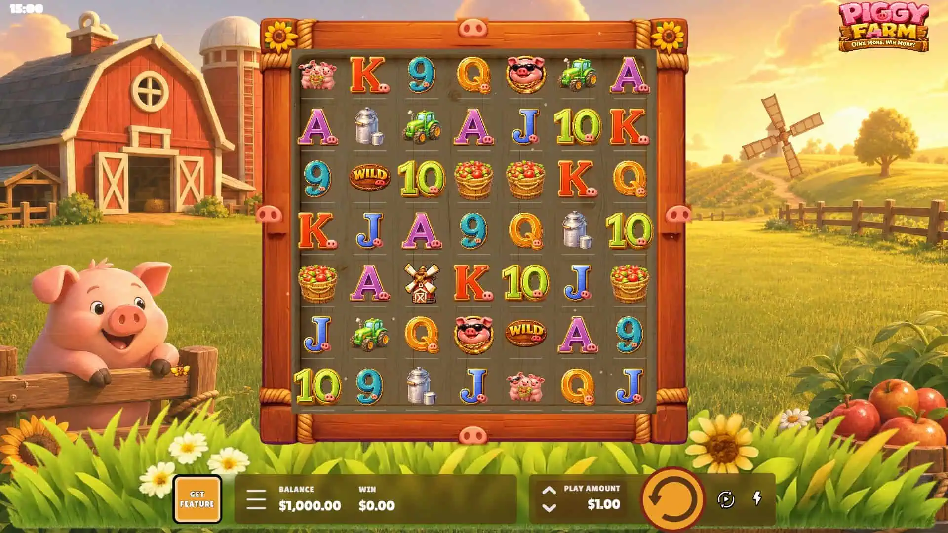 Piggy Farm slot gameplay reels