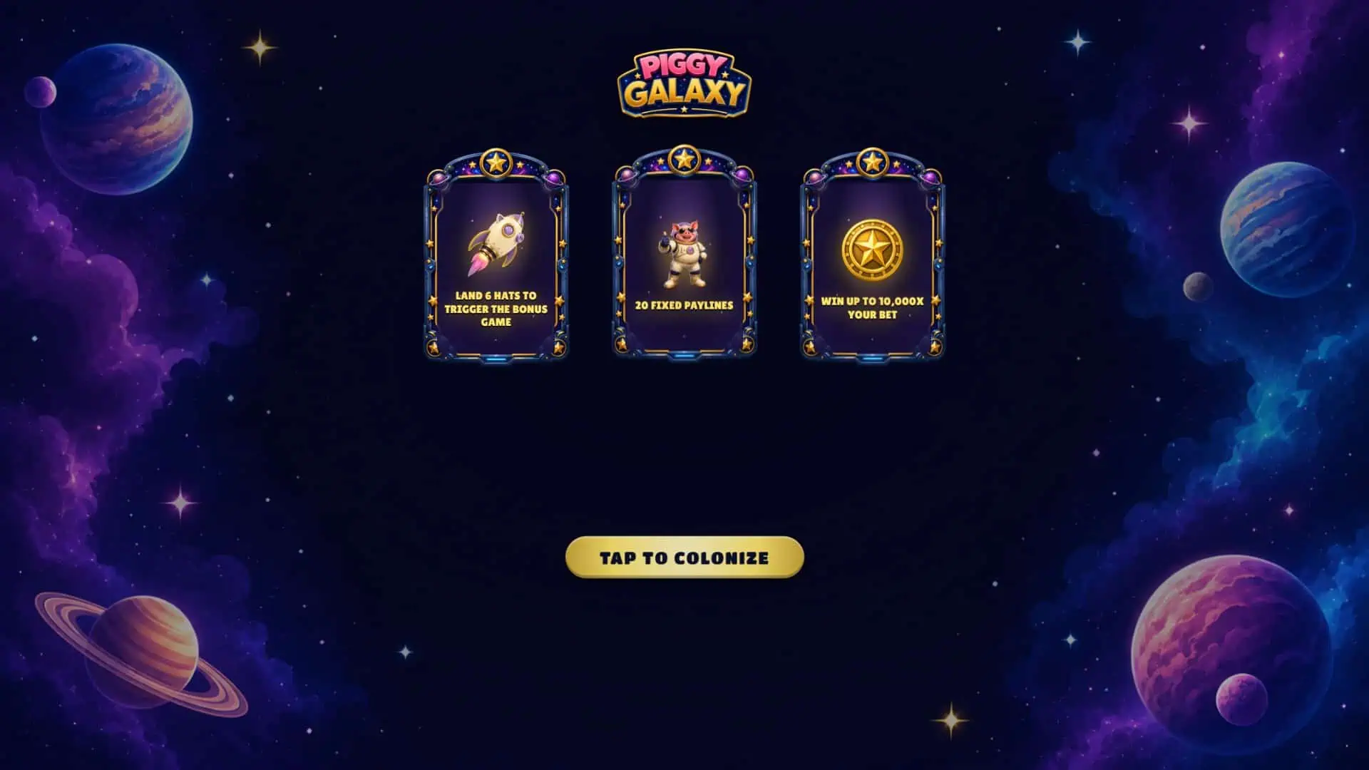 Piggy Galaxy slot intro screen