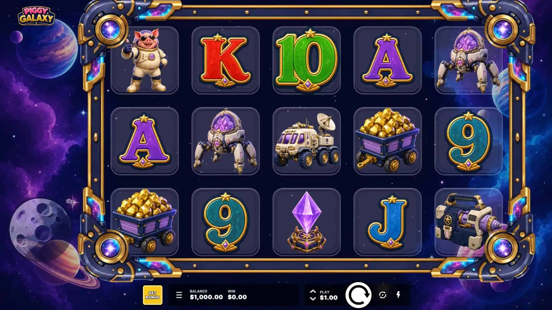 Piggy Galaxy slot gameplay reels