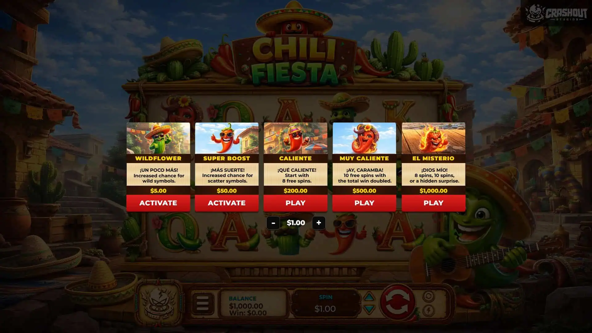 Chili Fiesta bonus buy menu