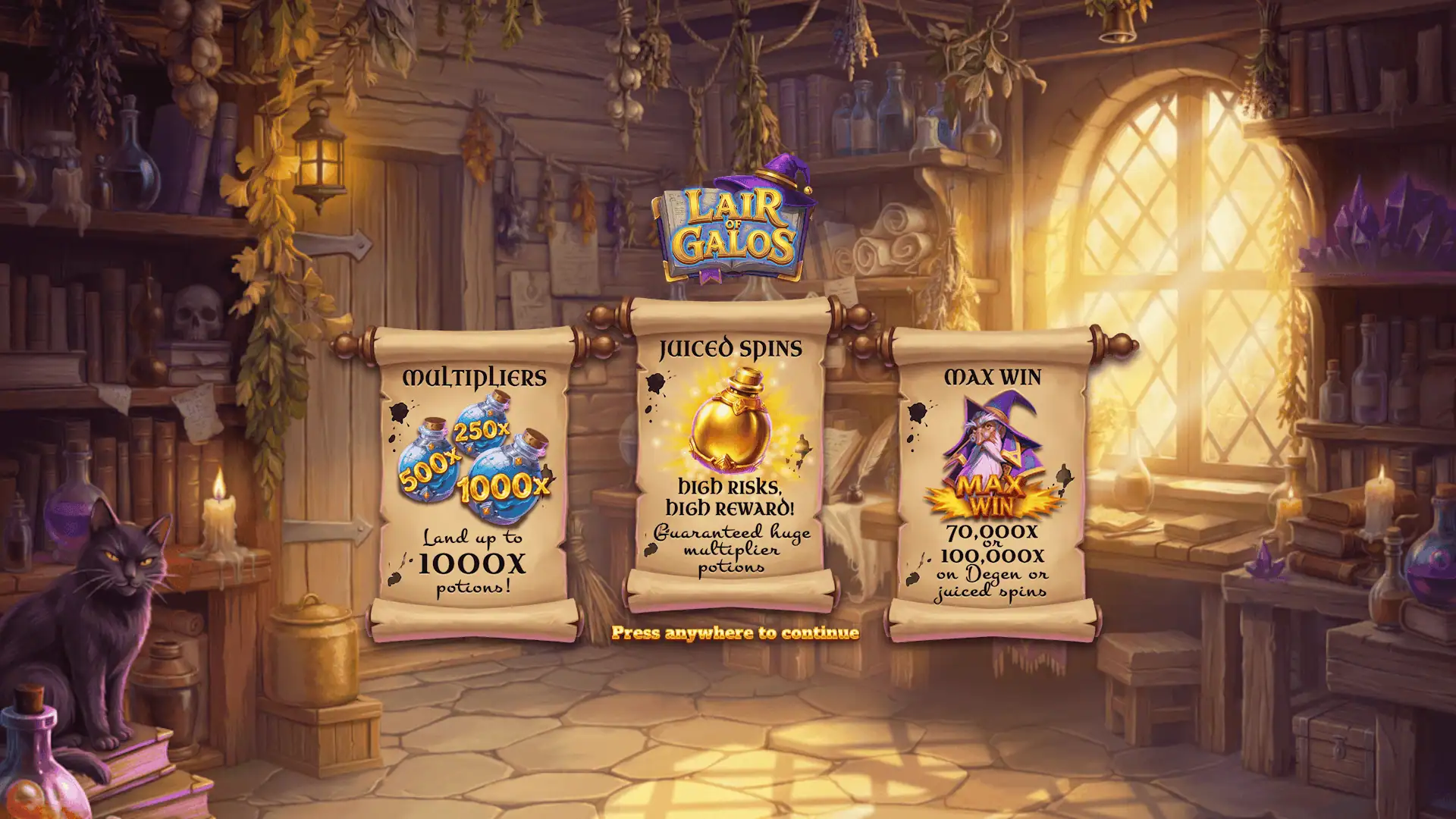 Lair Of Galos slot intro screen