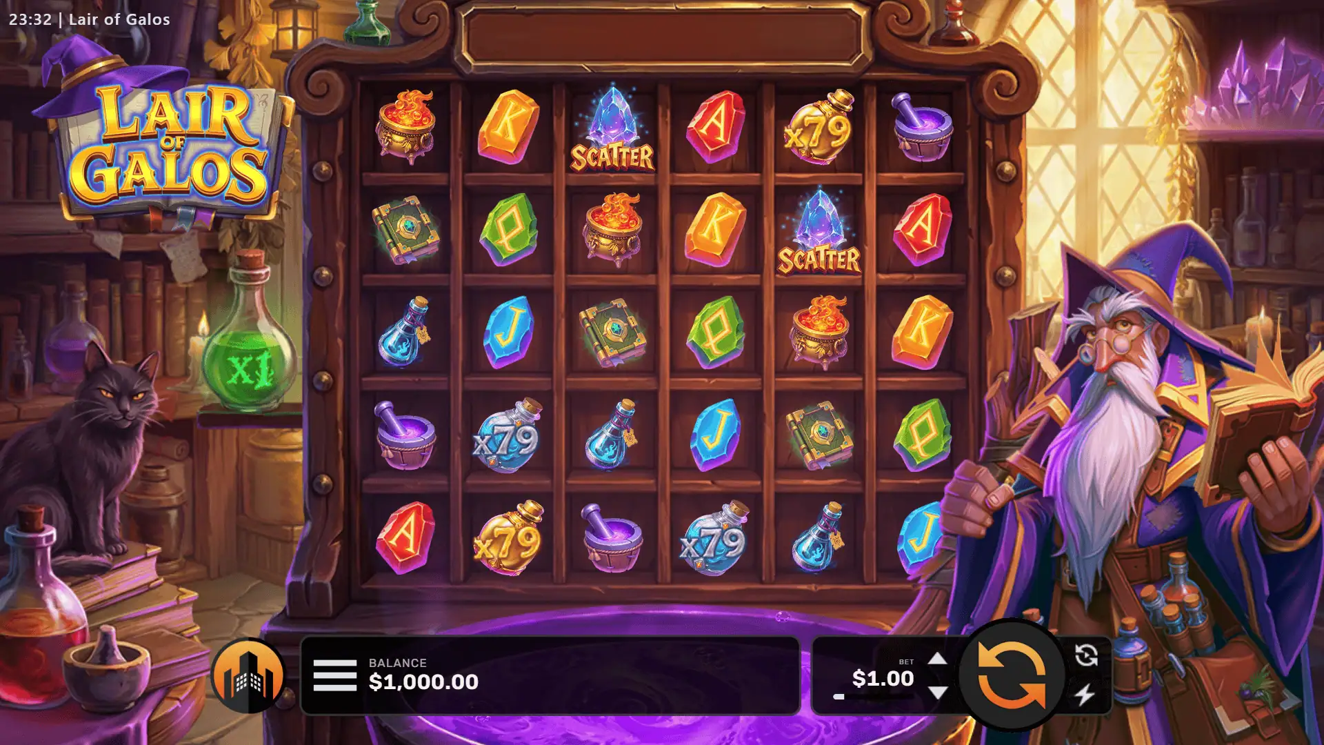 Lair Of Galos slot gameplay reels