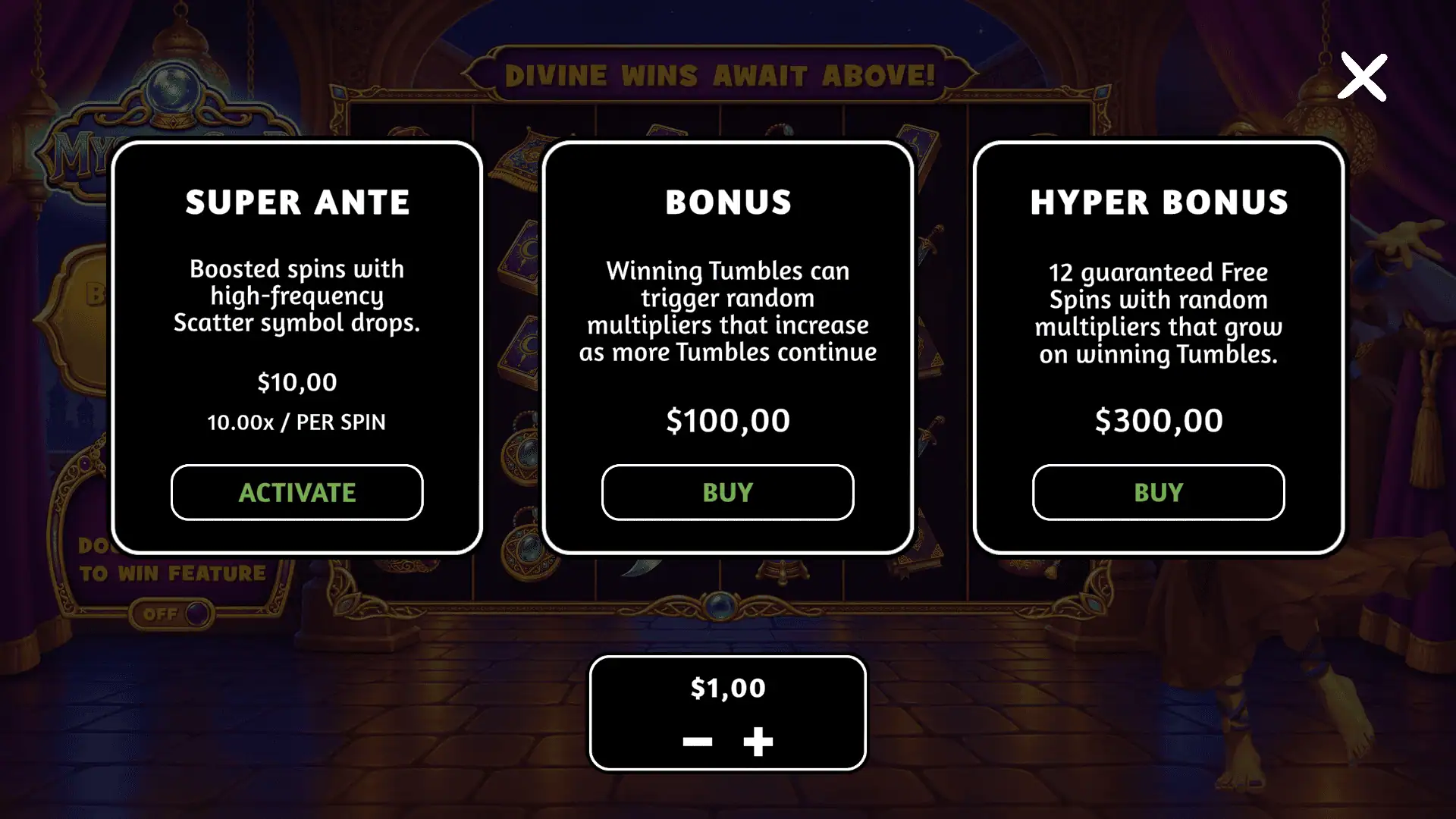 Mystic Seer bonus buy menu