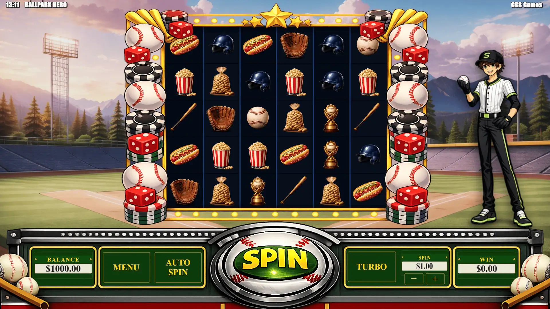 Ballpark Hero slot gameplay reels